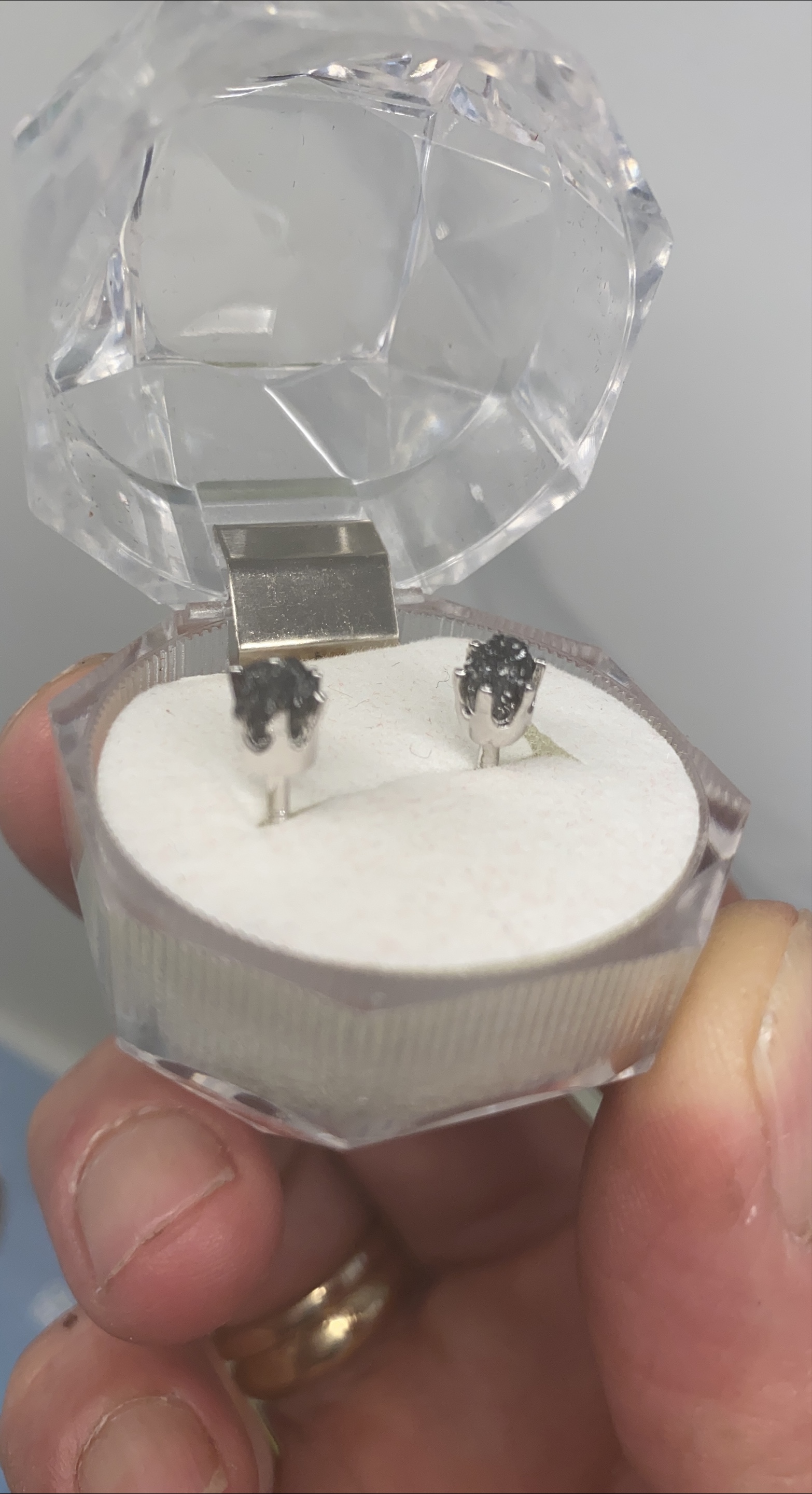 Stud authentic black, rough diamond Earrings in Box thumbnail