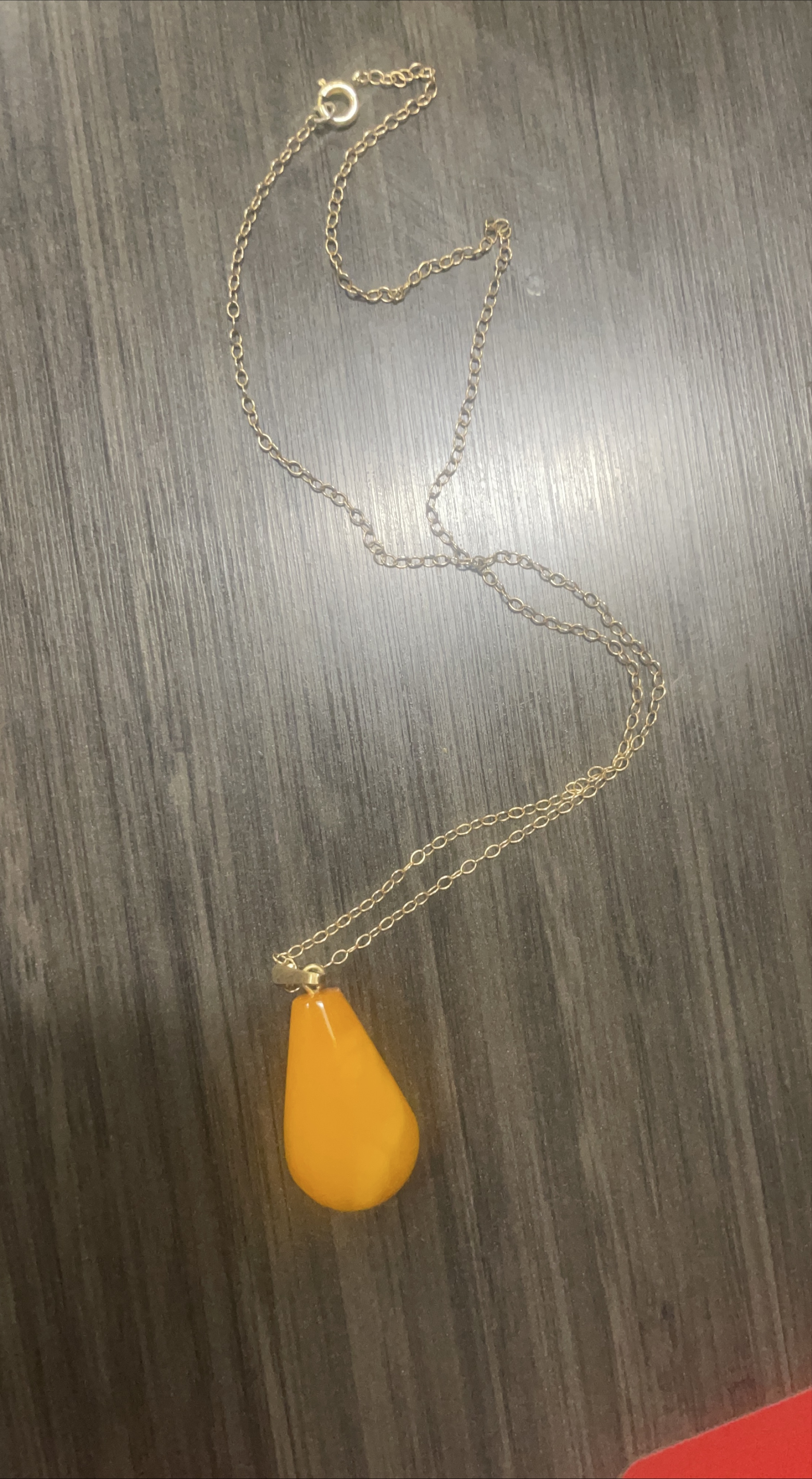 12 kr Gold Chain Necklace with Amber Pendant thumbnail