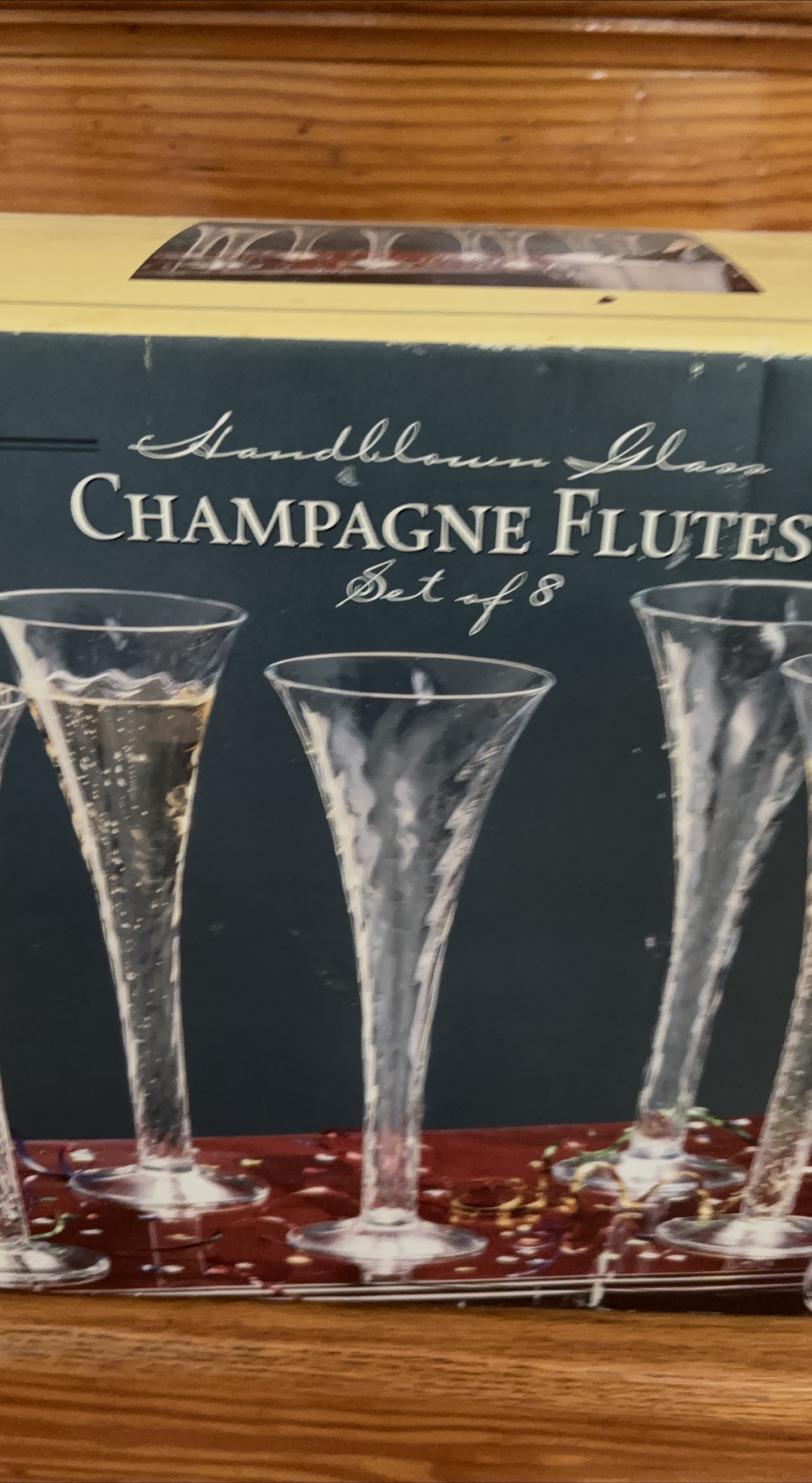 Handblown Glass Champagne Flutes - Set of 8 thumbnail