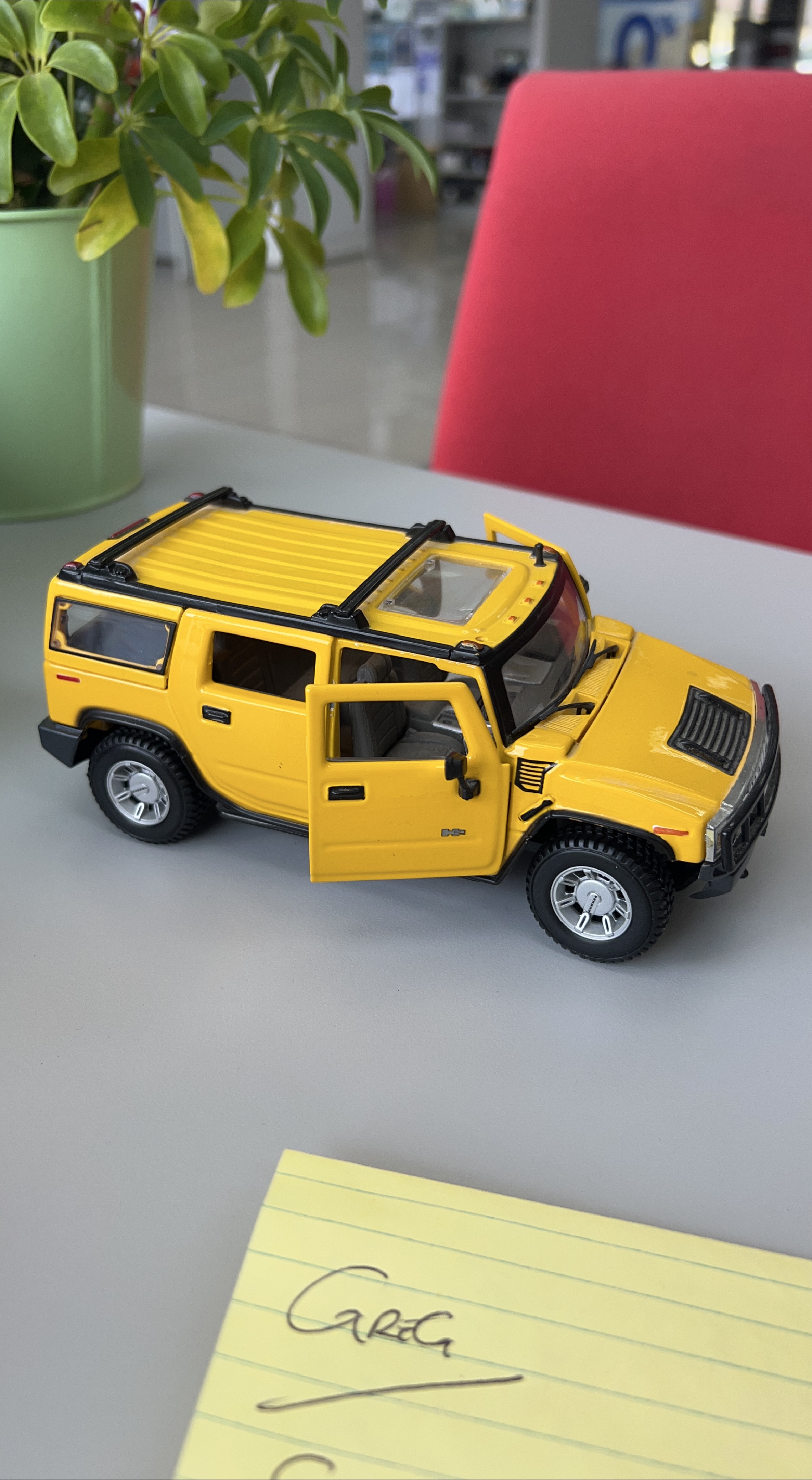 Yellow Hummer H2 Diecast Model Car thumbnail