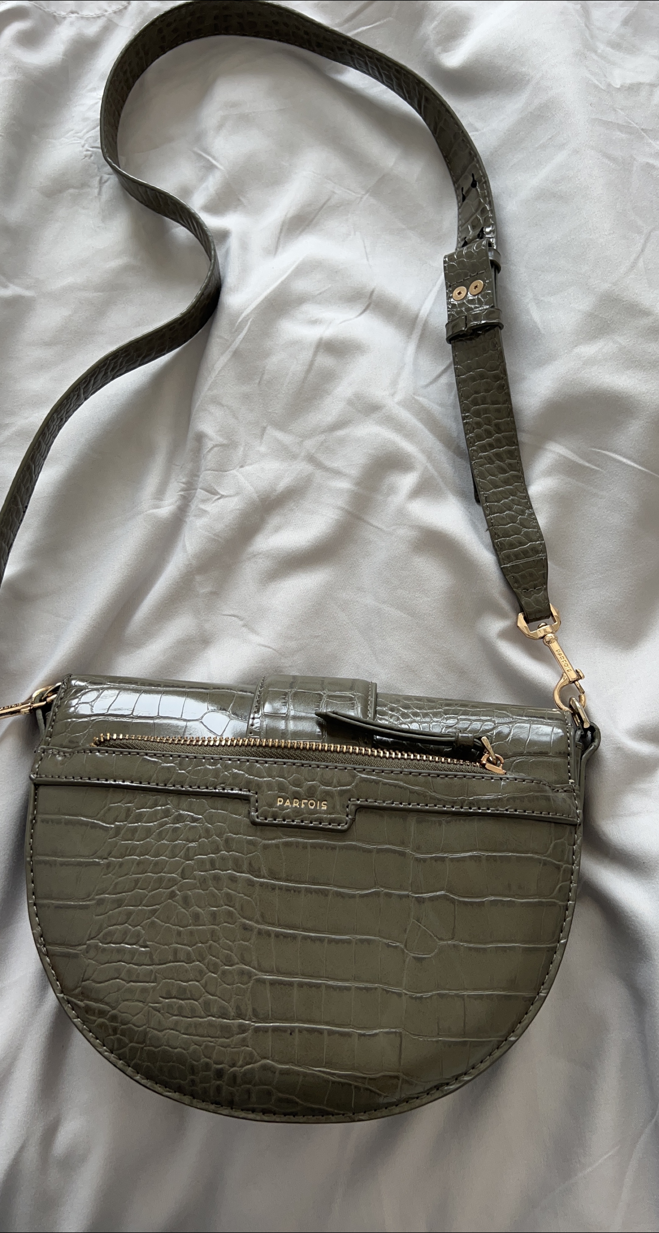Parfois Green Croc Embossed Shoulder Bag thumbnail