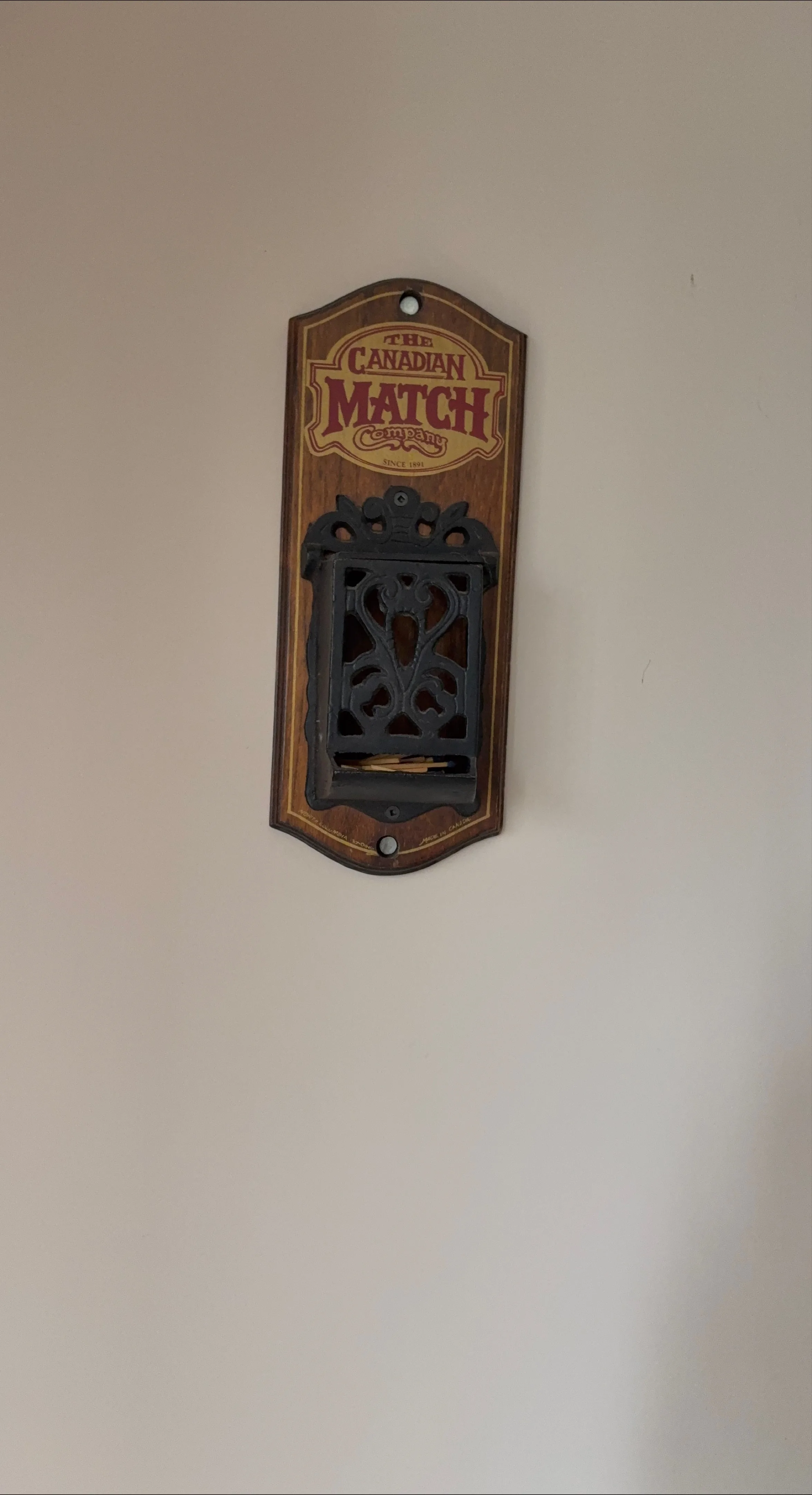 Vintage Canadian Match Company Match Holder