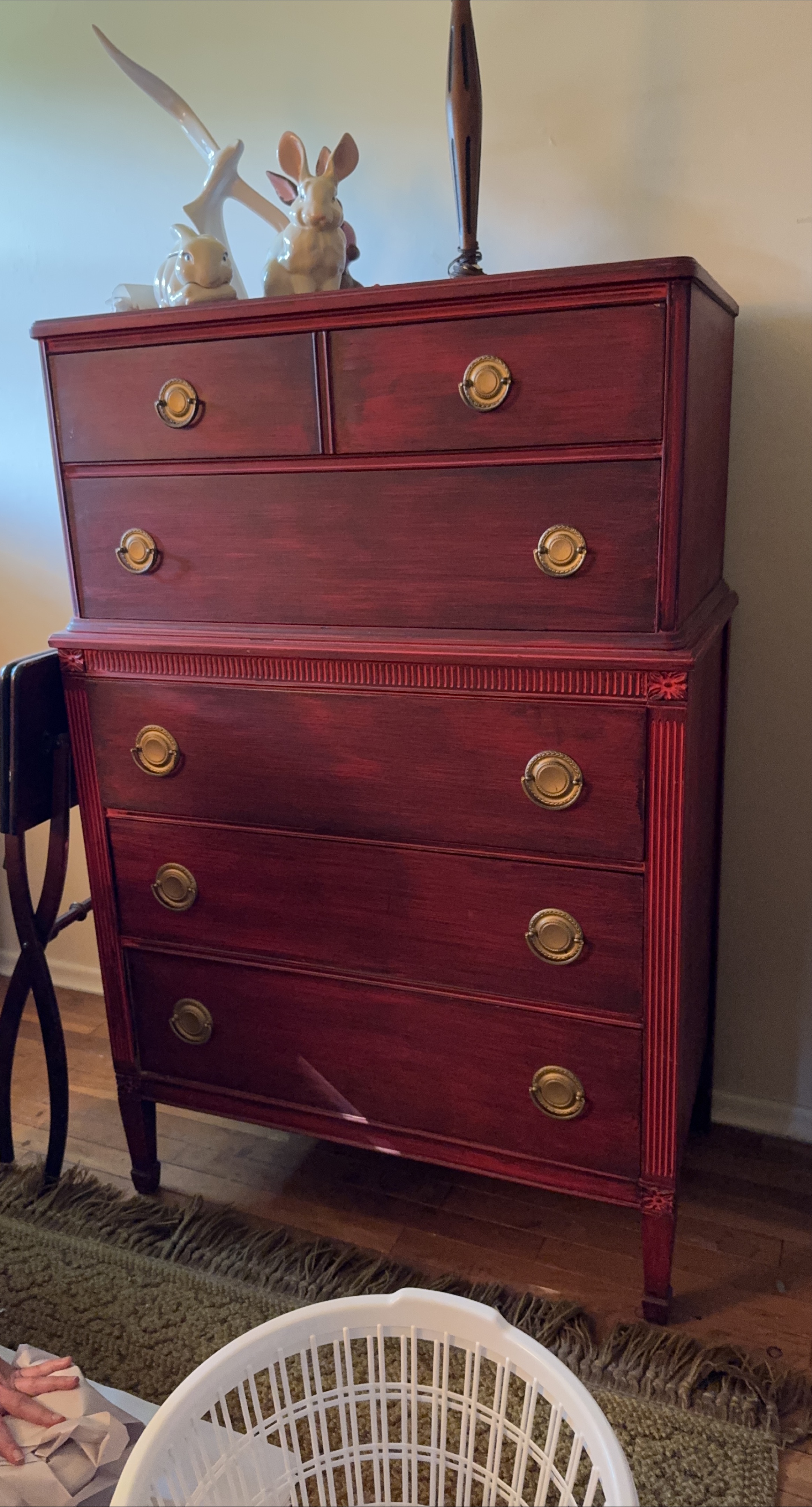 Red Painted Wooden Chest of Drawers thumbnail