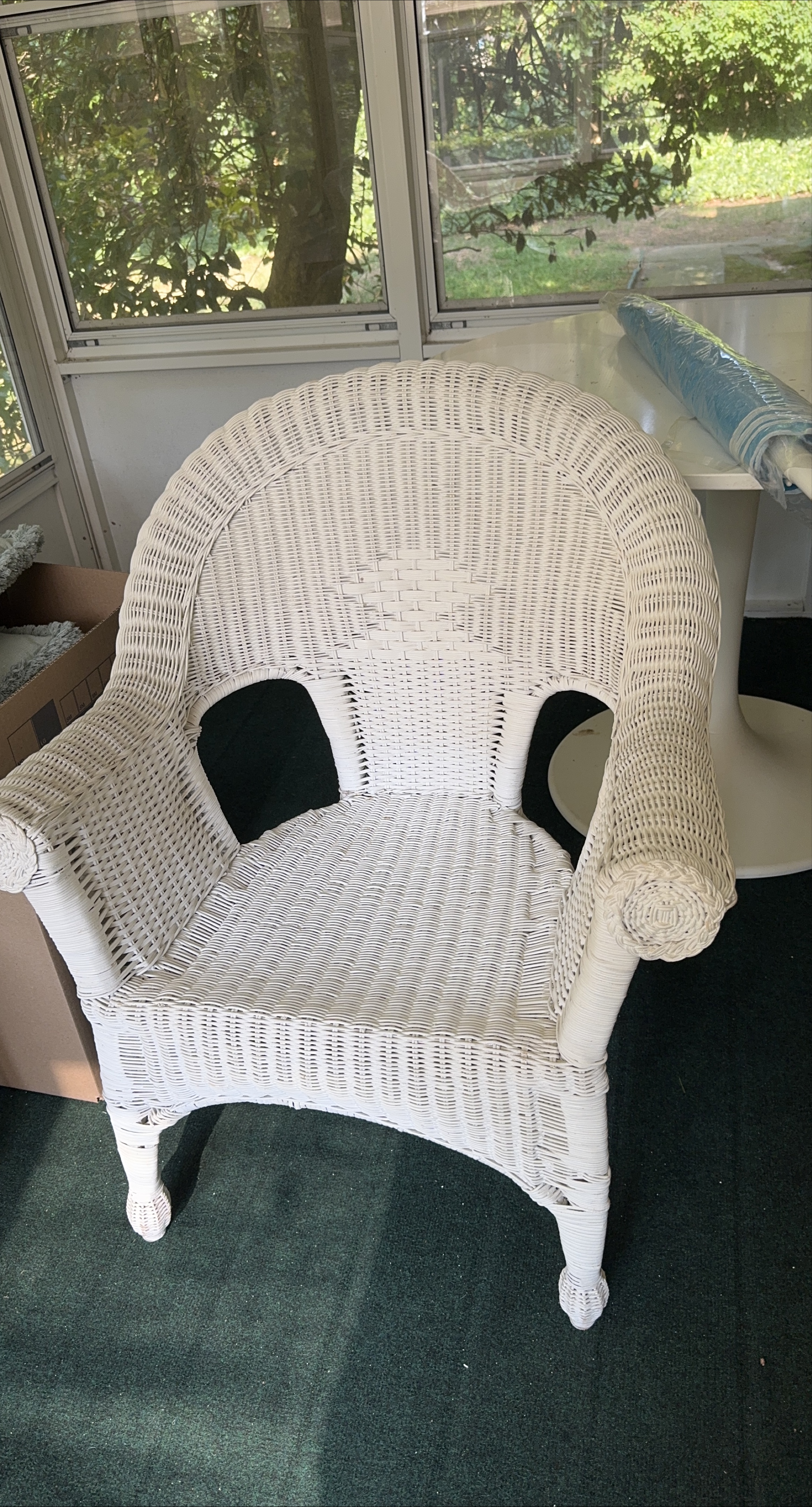 White Wicker Armchair thumbnail