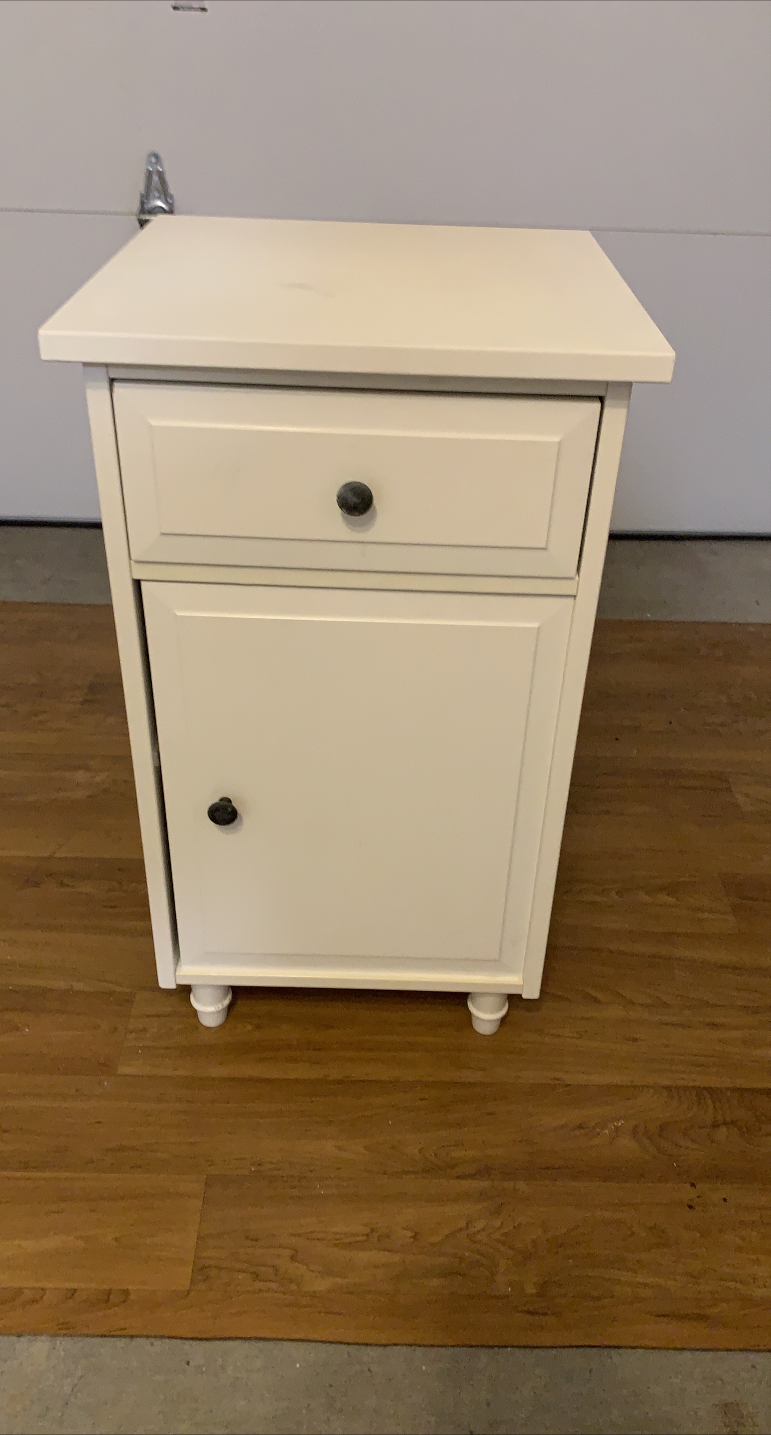 White Nightstand with Drawer & Cabinet