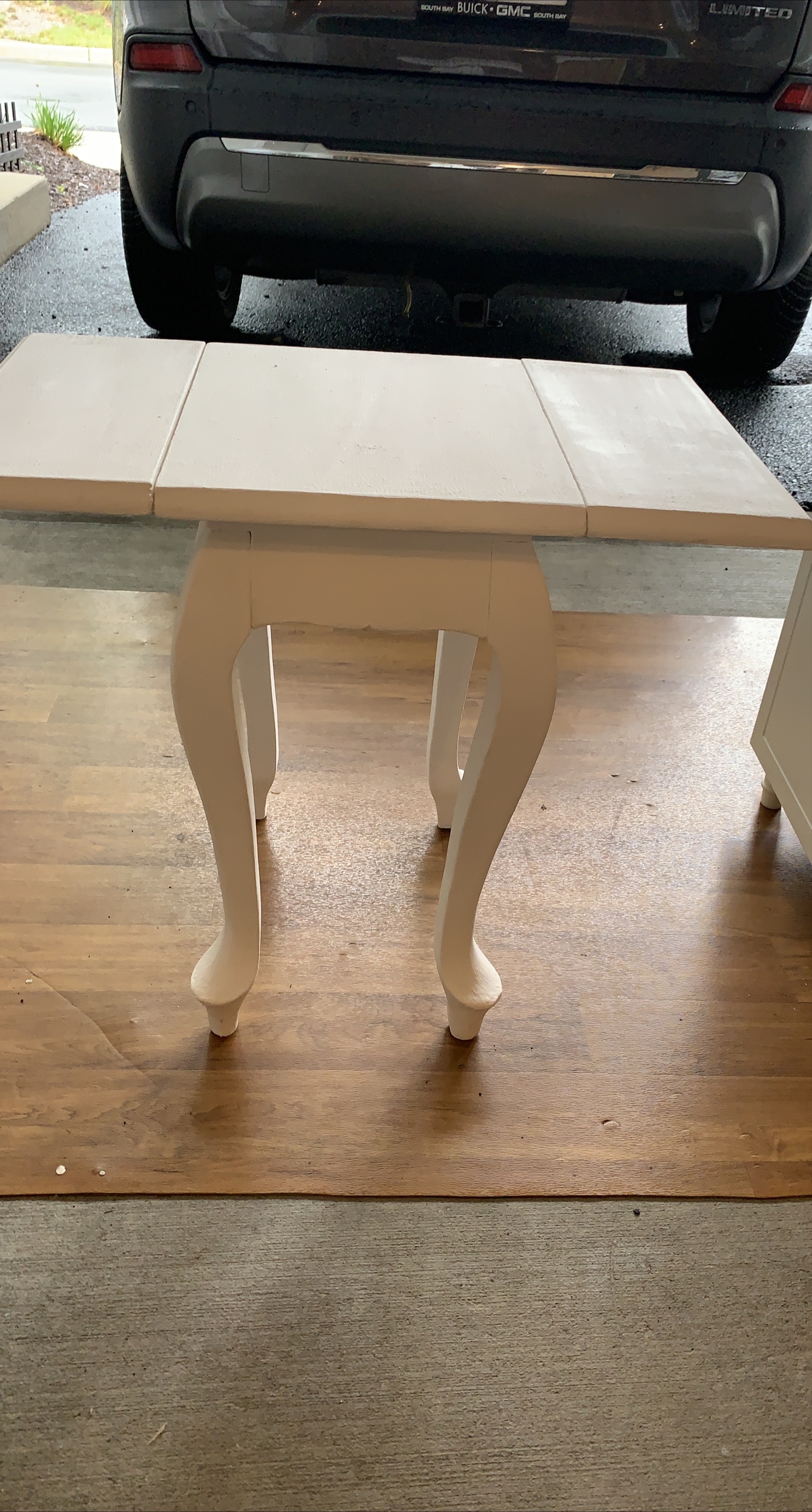 White Drop Leaf End Table