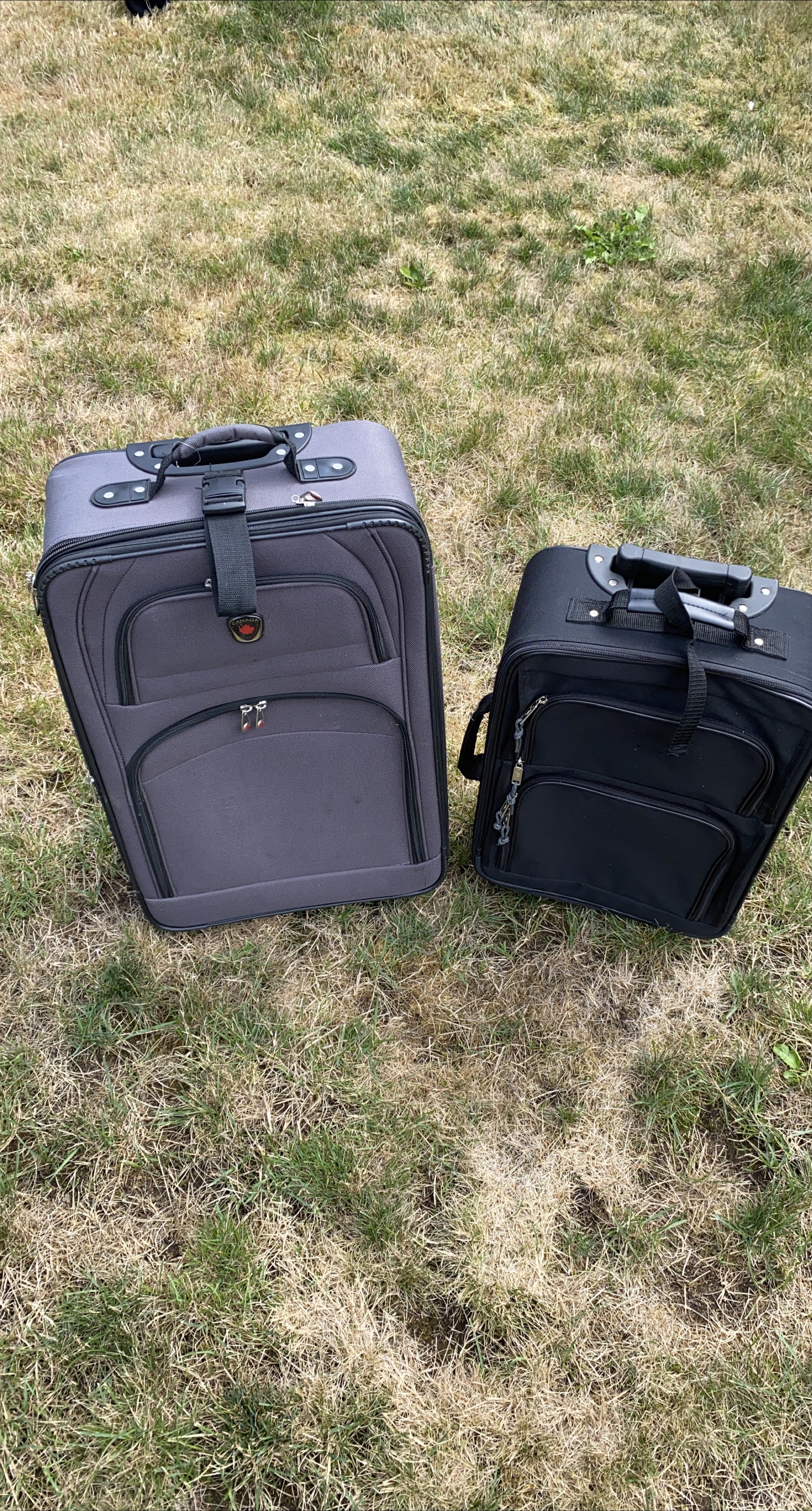 Two Rolling Suitcases - Grey and Black