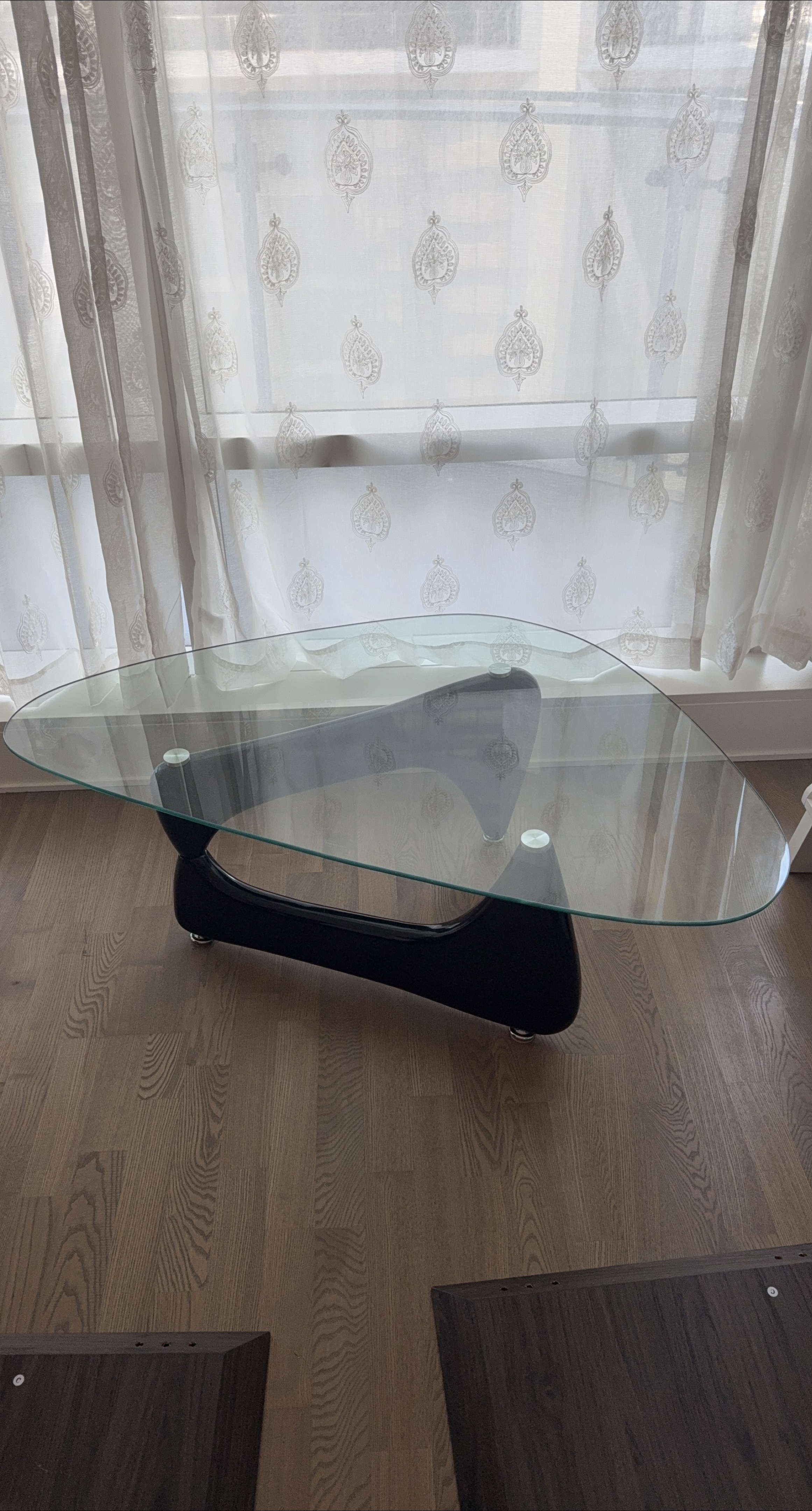 Glass Top Coffee Table - Black Base