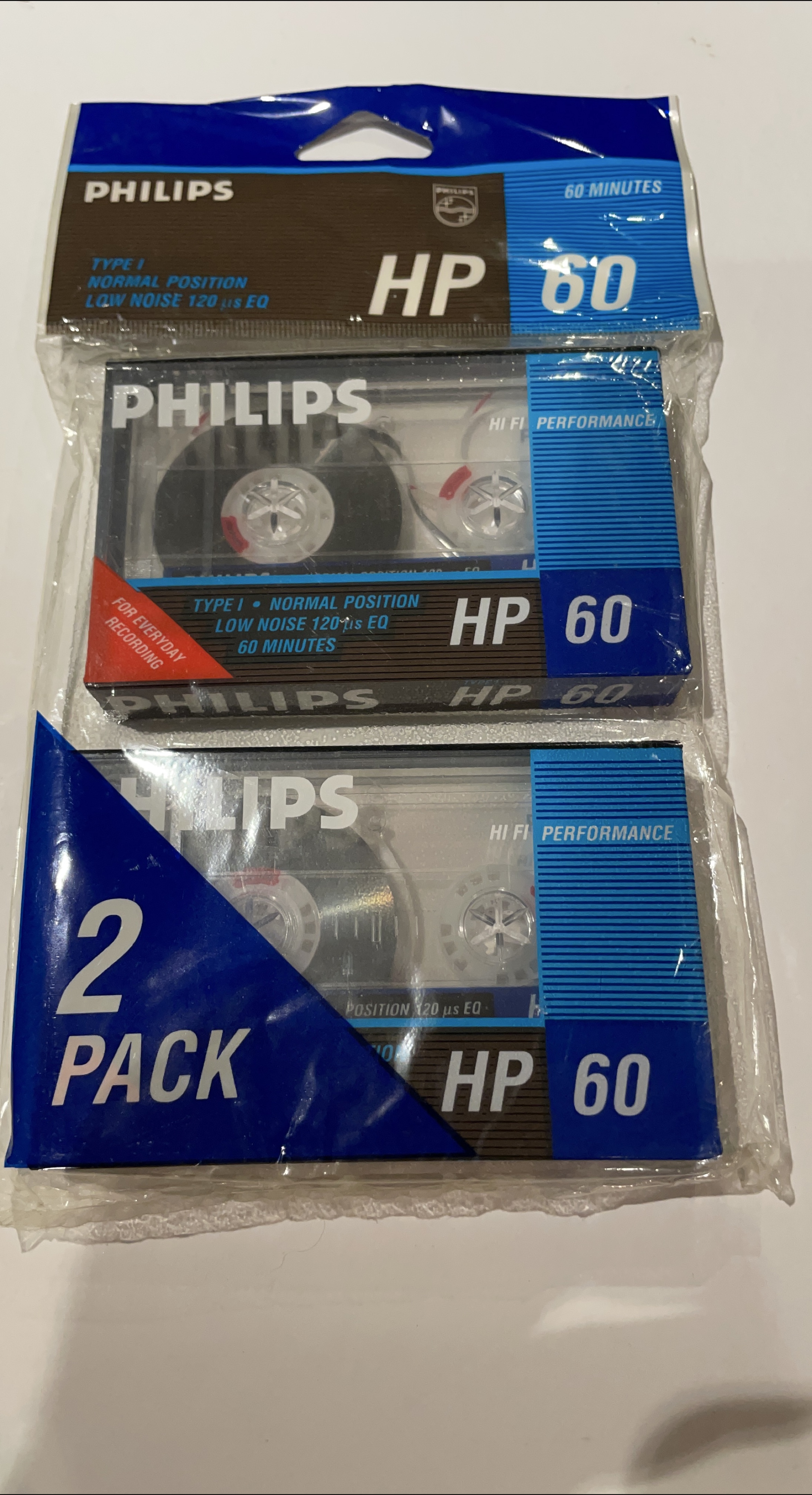 New Philips HP 60 Audio Cassette Tapes - 2 Pack