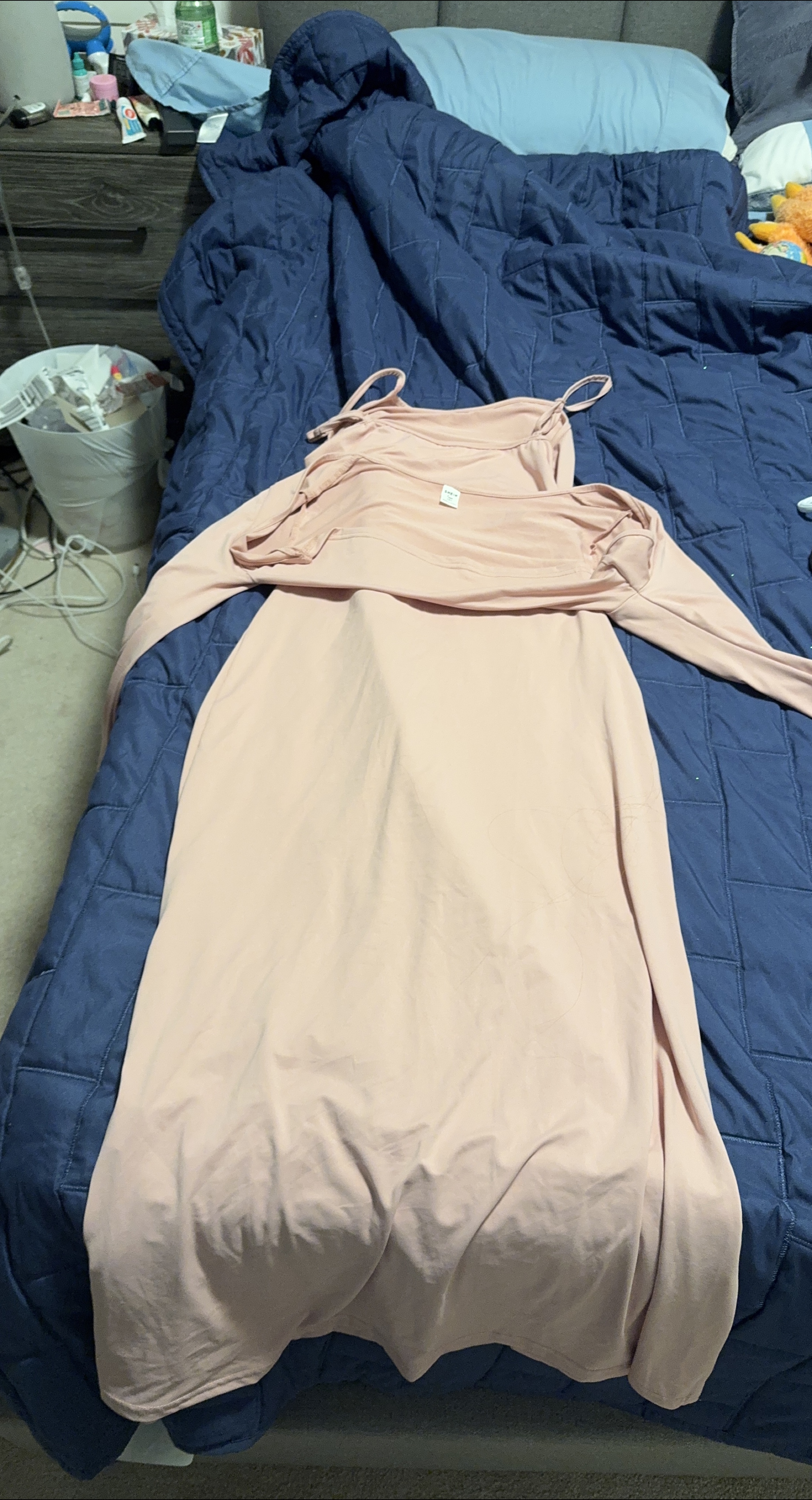Shein Pink Dress with cardigan cover up set thumbnail