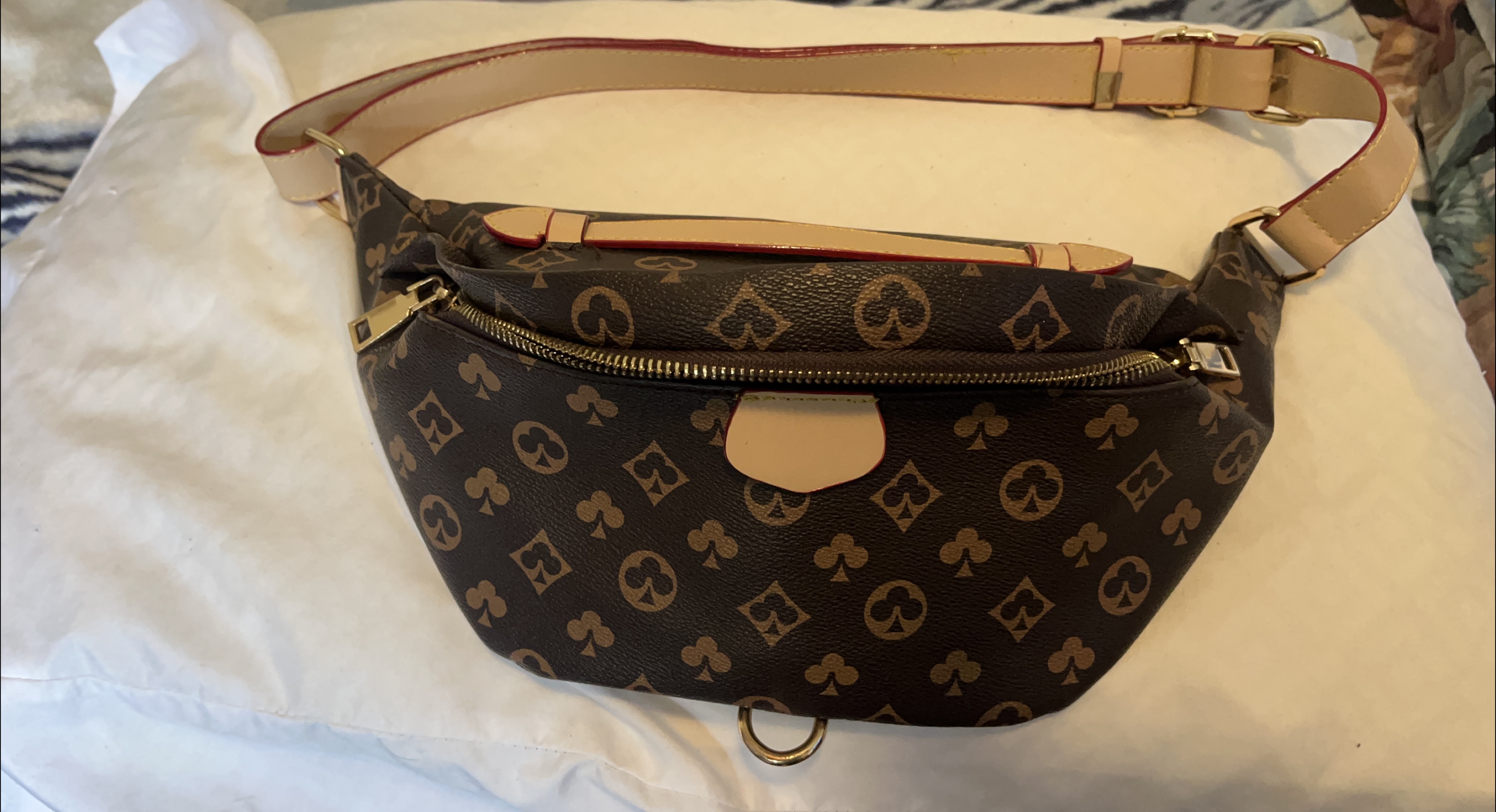 Brown Monogram Print Fanny Pack