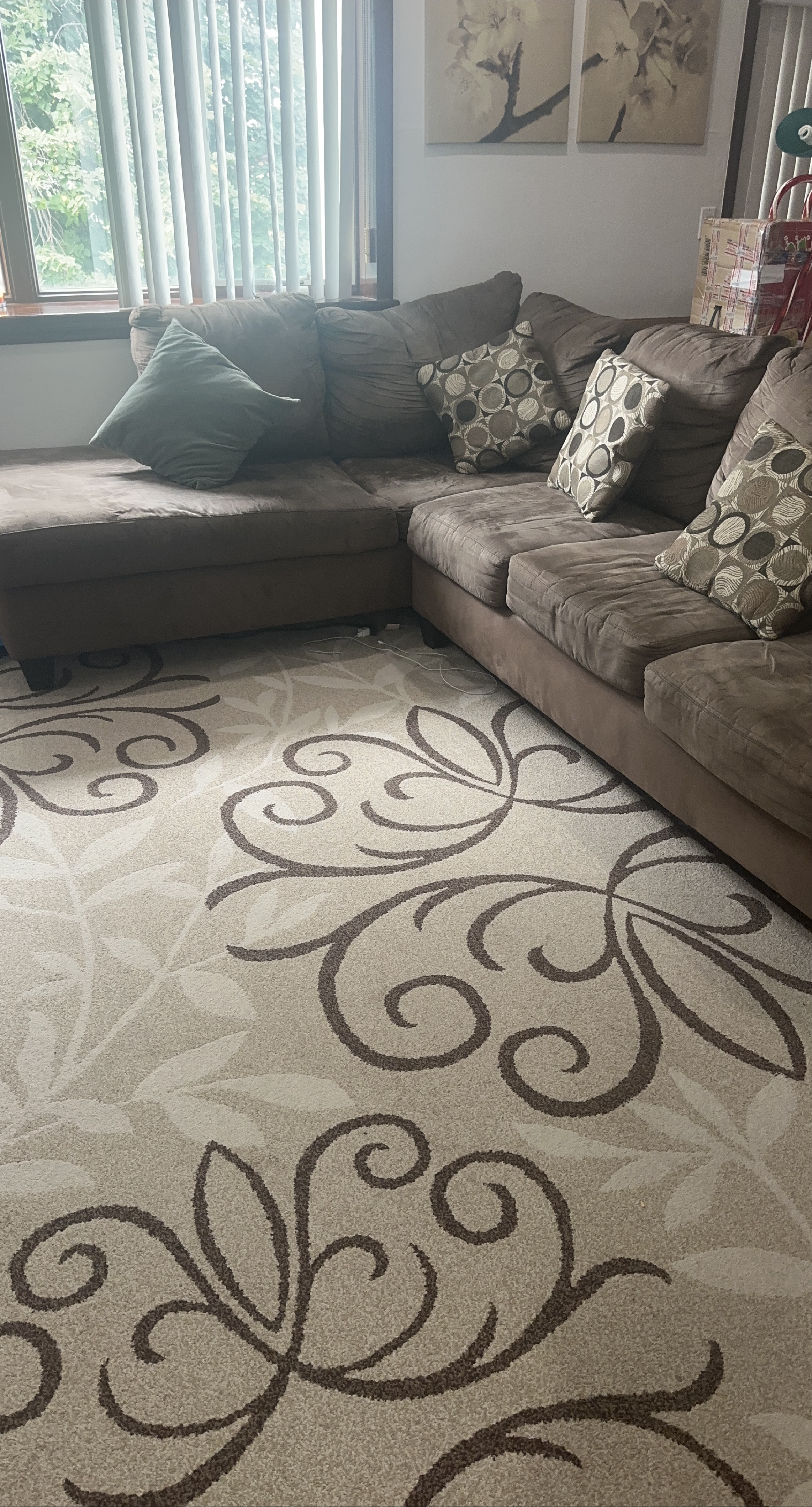 Brown sofa with chaise + Area Rug - photo 2