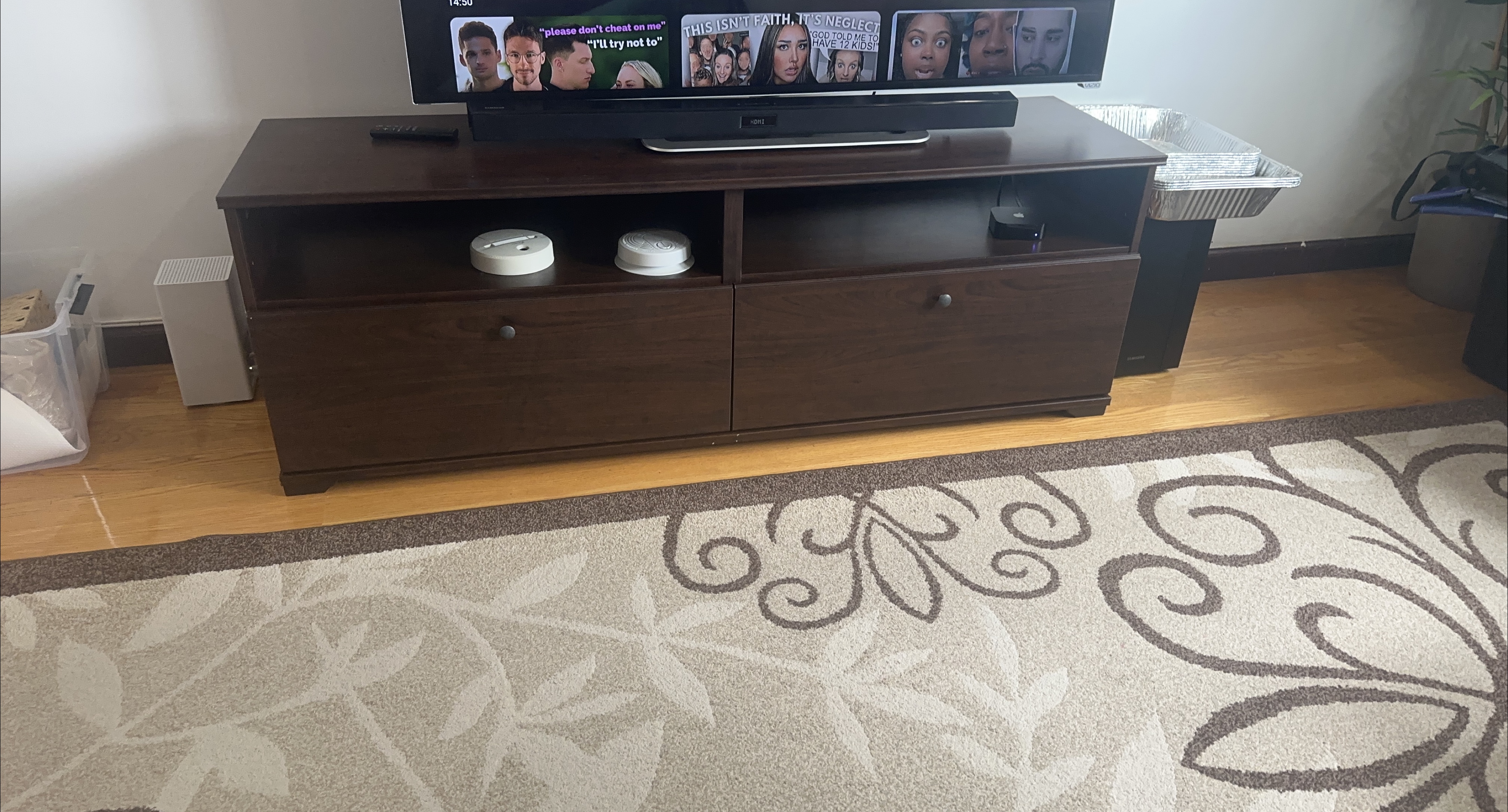 Ikea Brown Wooden TV Stand with Drawers