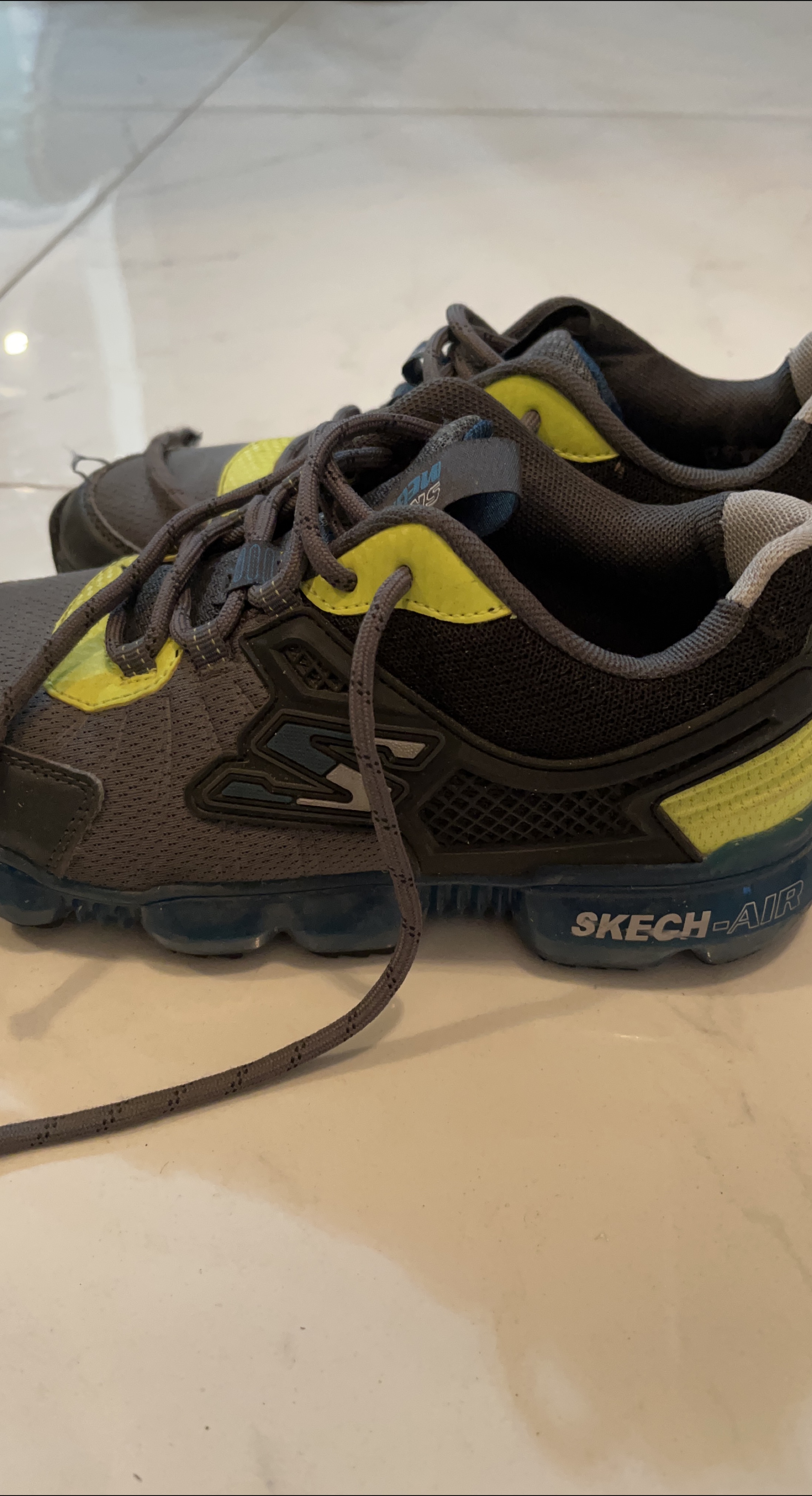 Skechers Skech-Air Athletic Shoes - Grey & Yellow thumbnail