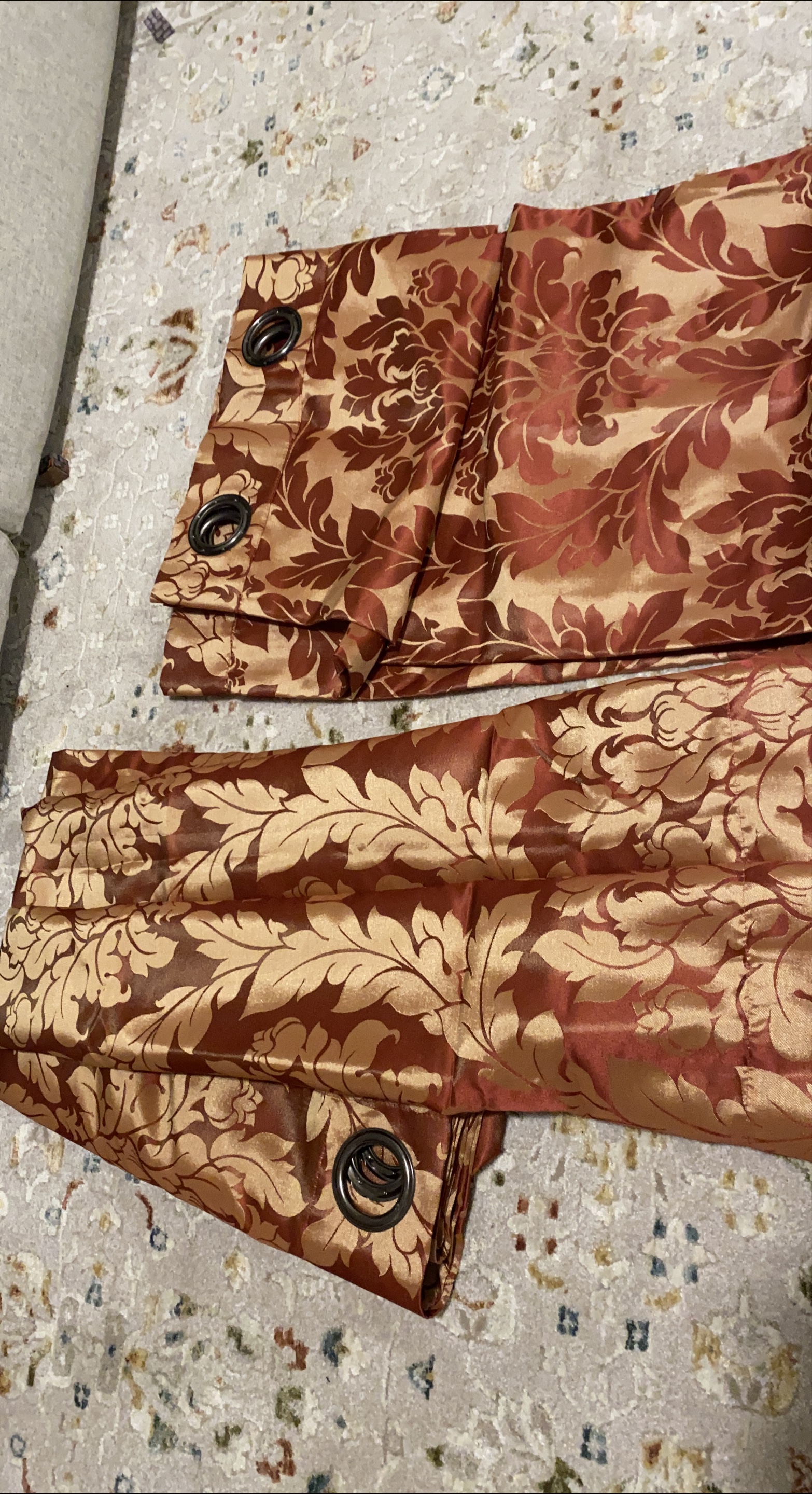 Floral Patterned Curtains - Brown & Gold thumbnail