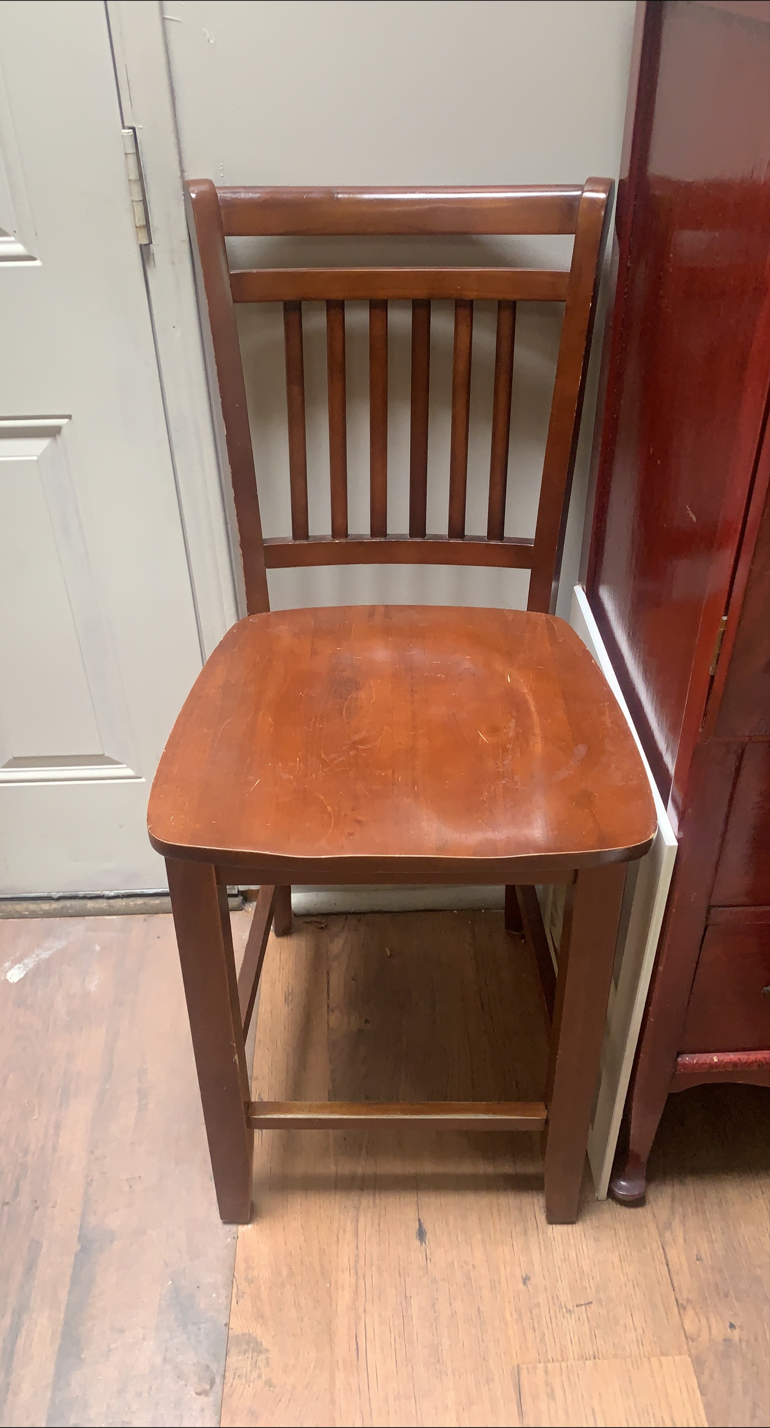4 Wooden Bar Stools - Brown thumbnail