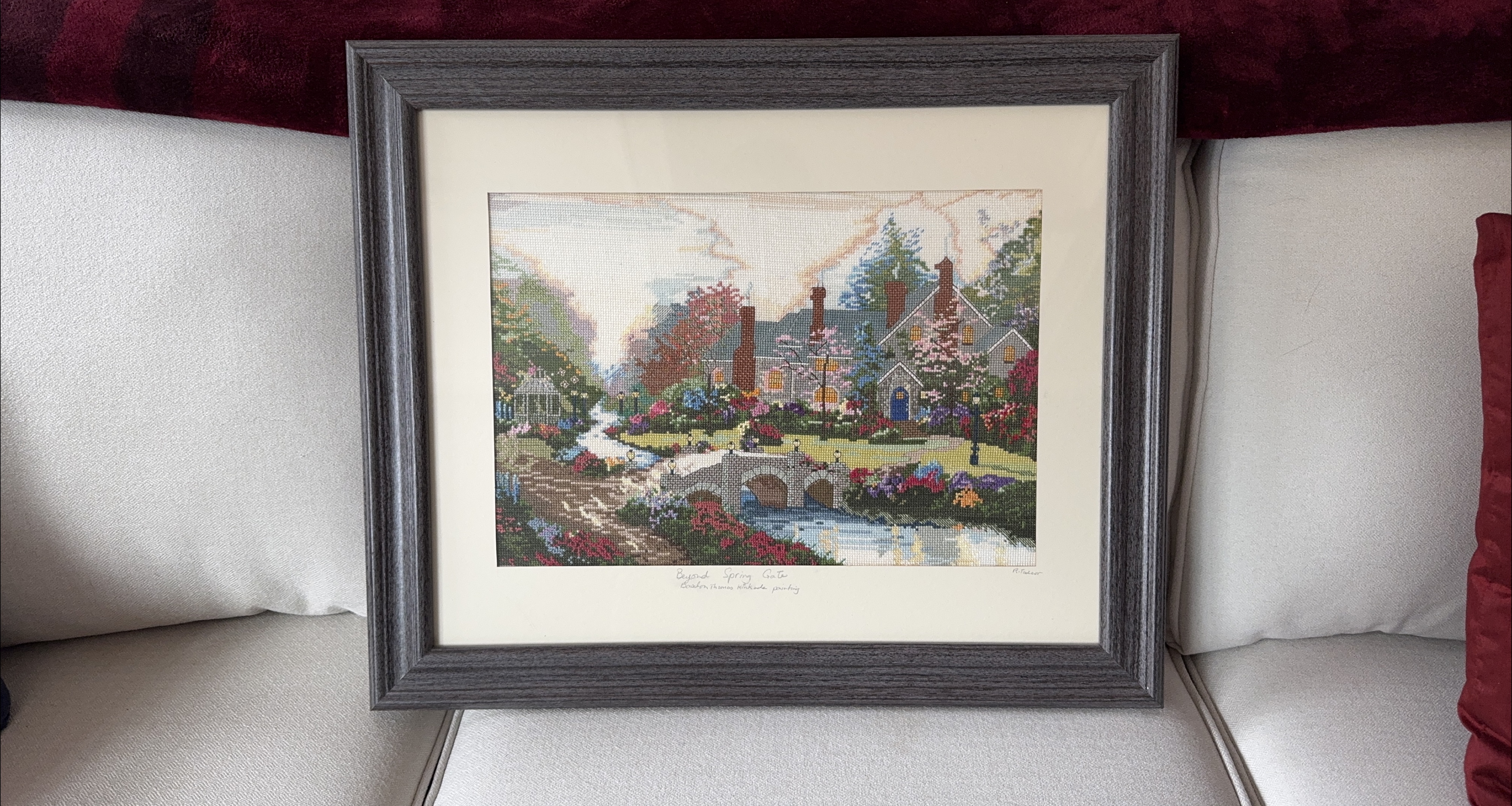 Framed Cross-Stitch "Beyond Spring Gate"