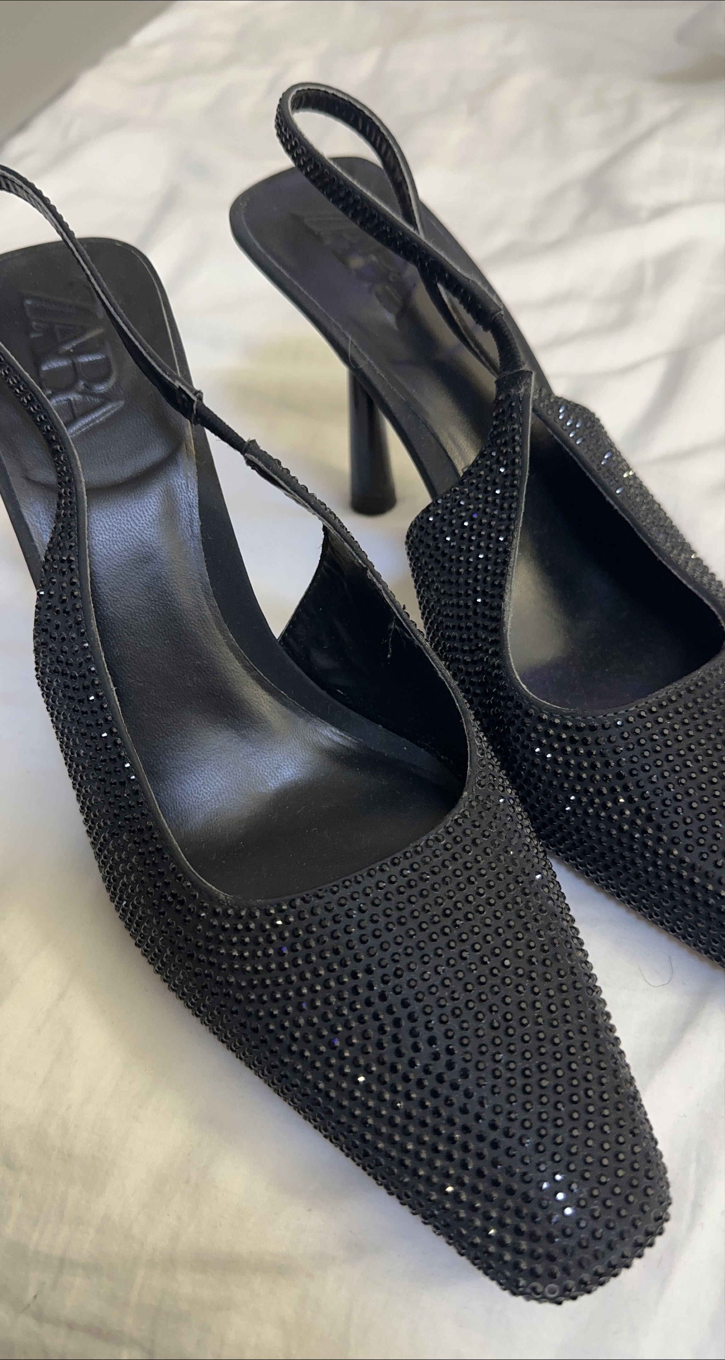 Zara Black Slingback Heels thumbnail