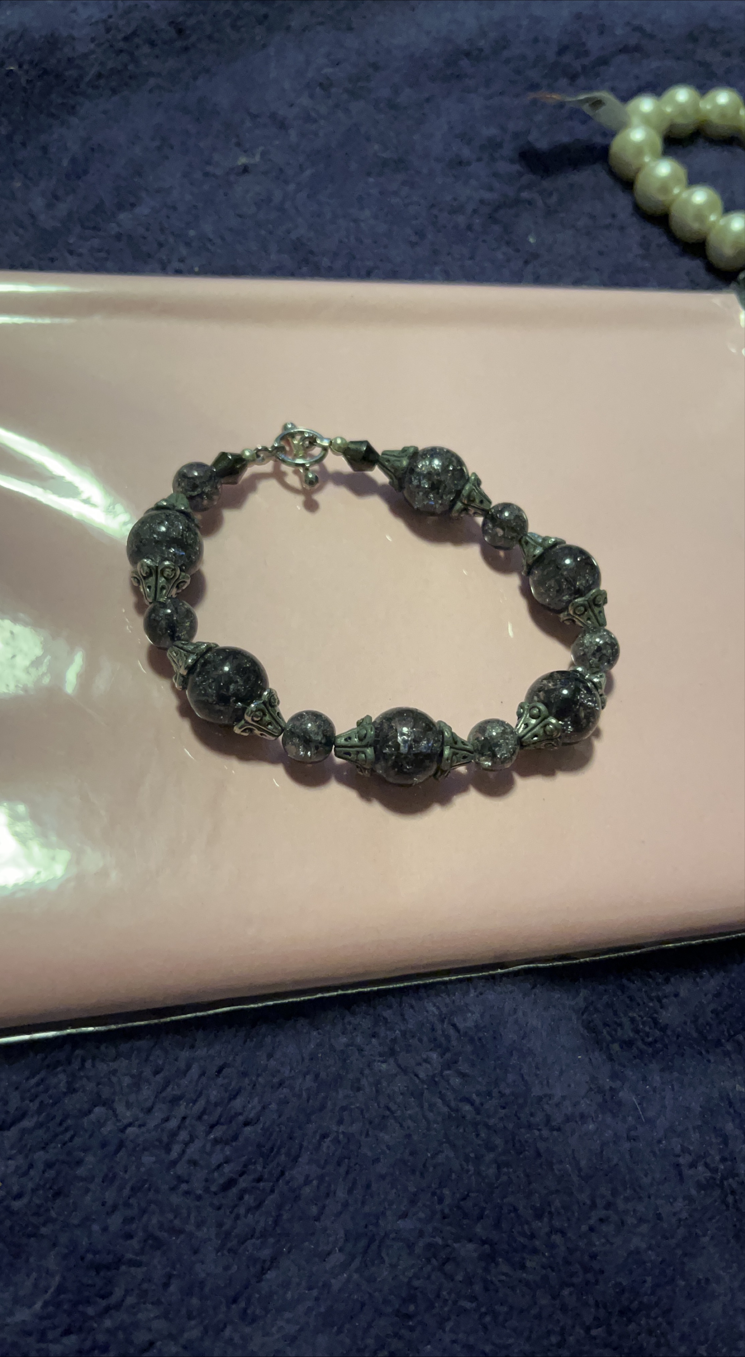 Beaded Bracelet - Black & Silver thumbnail