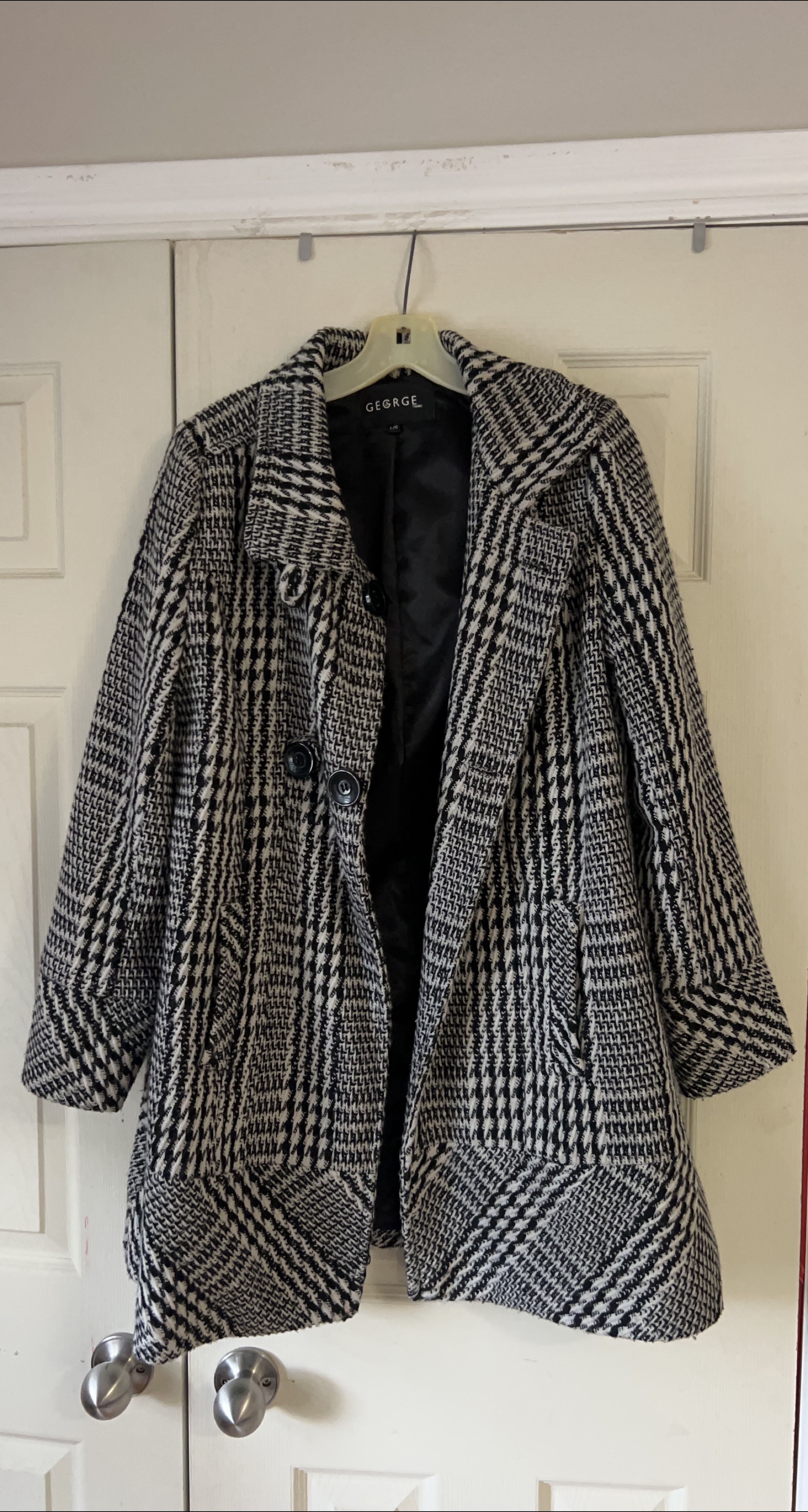 George Black & White Plaid Coat thumbnail