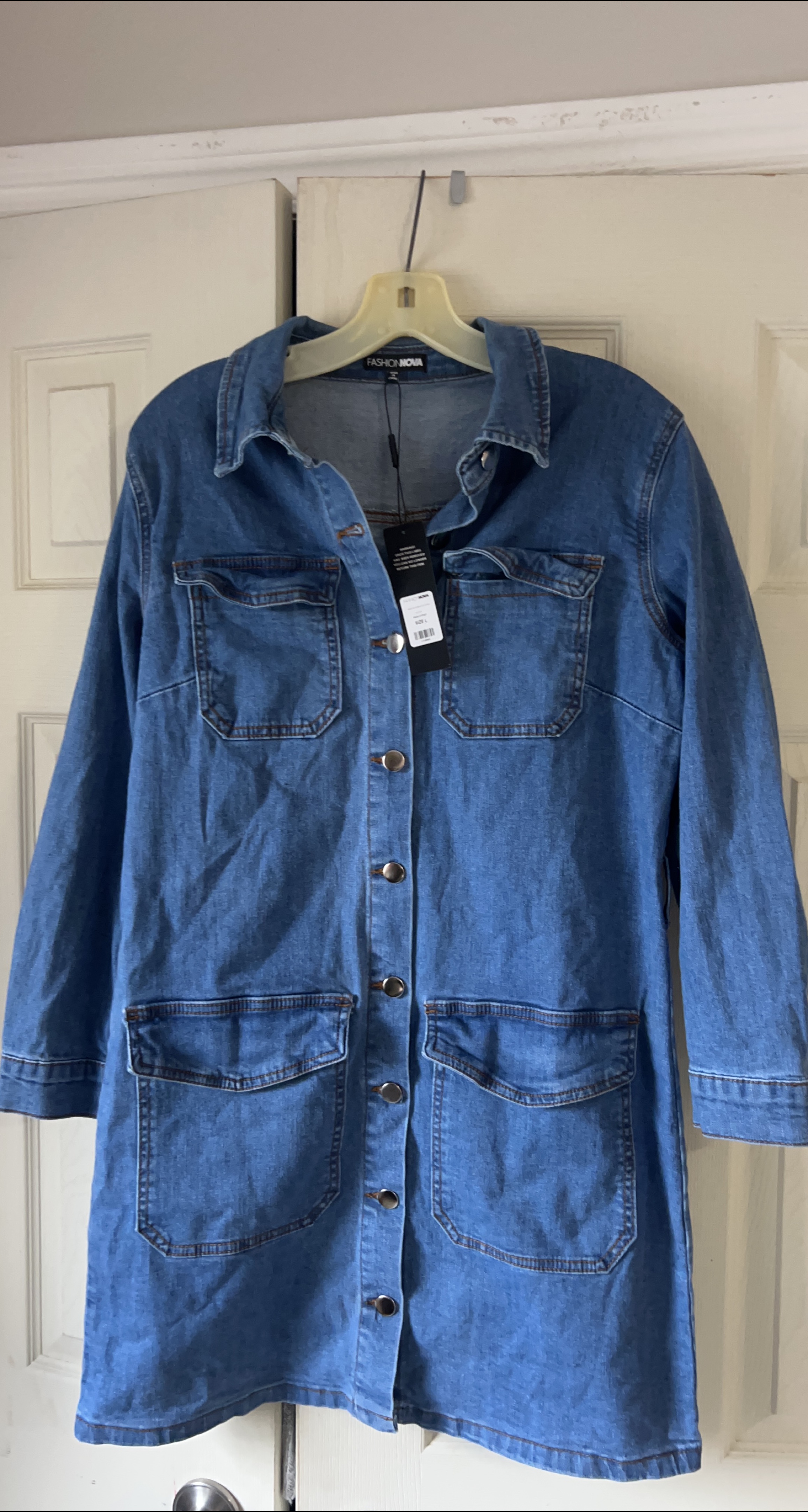 Fashion Nova Denim Dress - Size Large thumbnail