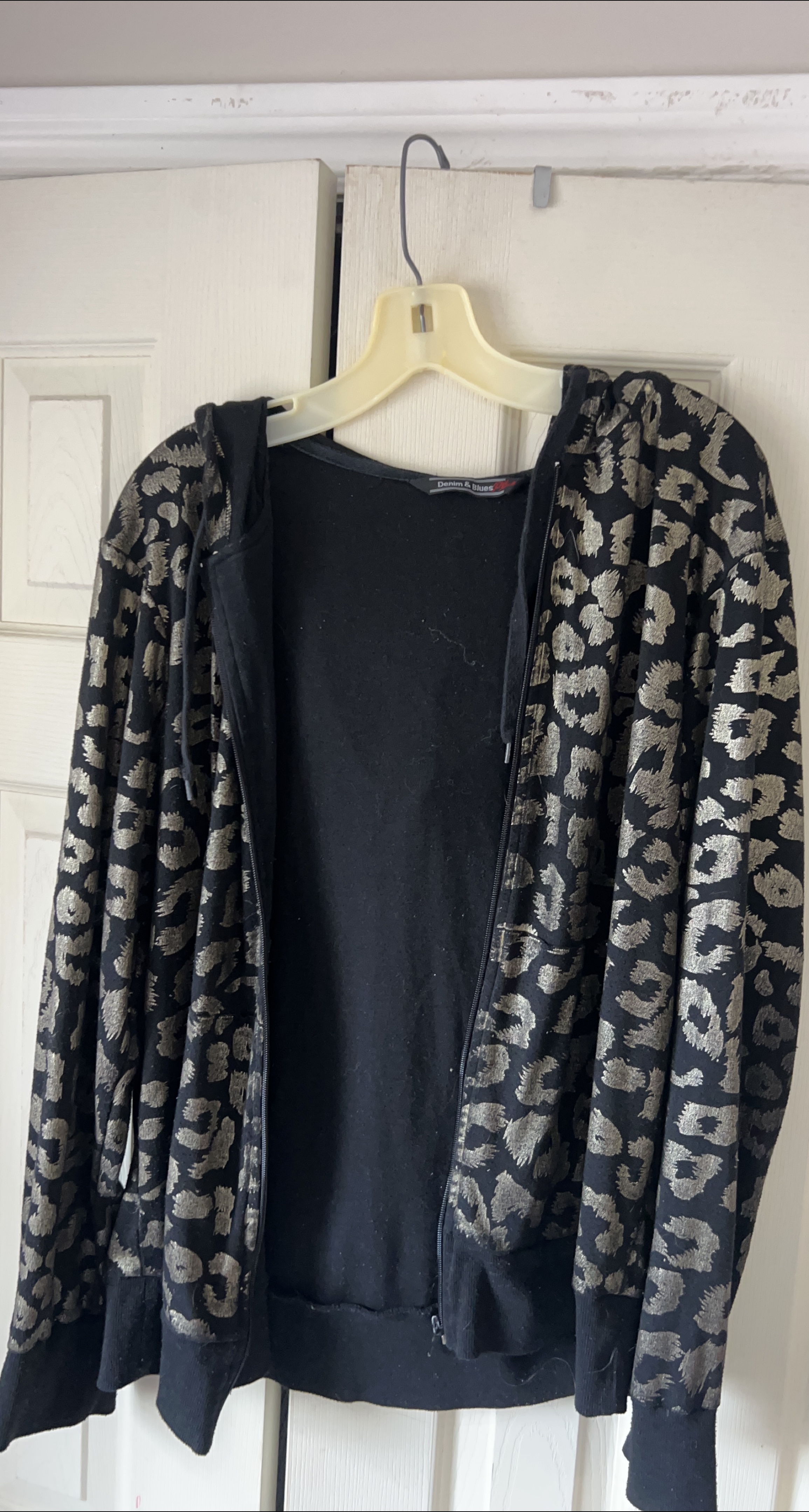 denim & blue Leopard Print Zip-Up Hoodie thumbnail