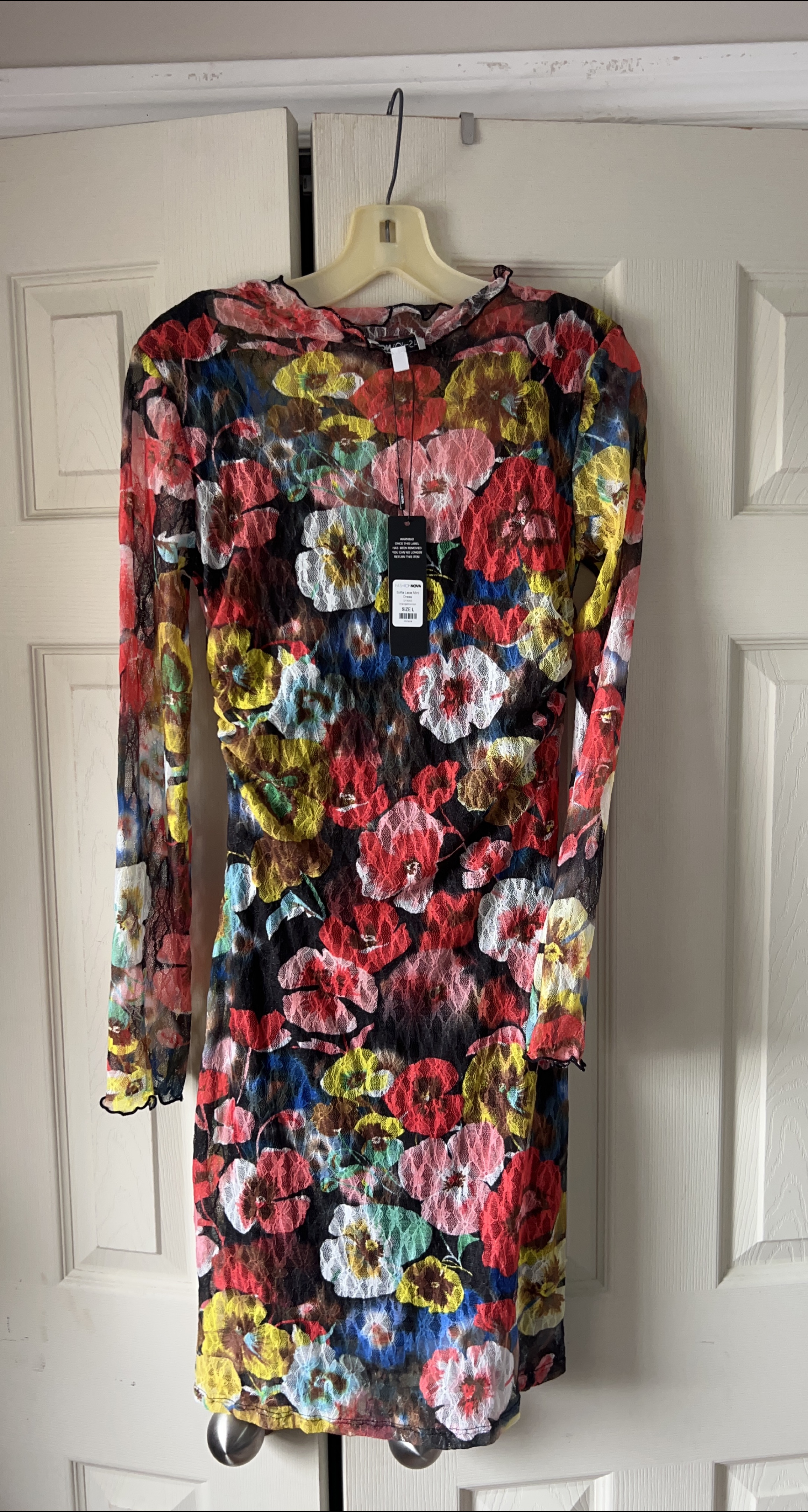 Motel Floral Print Mini Dress, Size L thumbnail