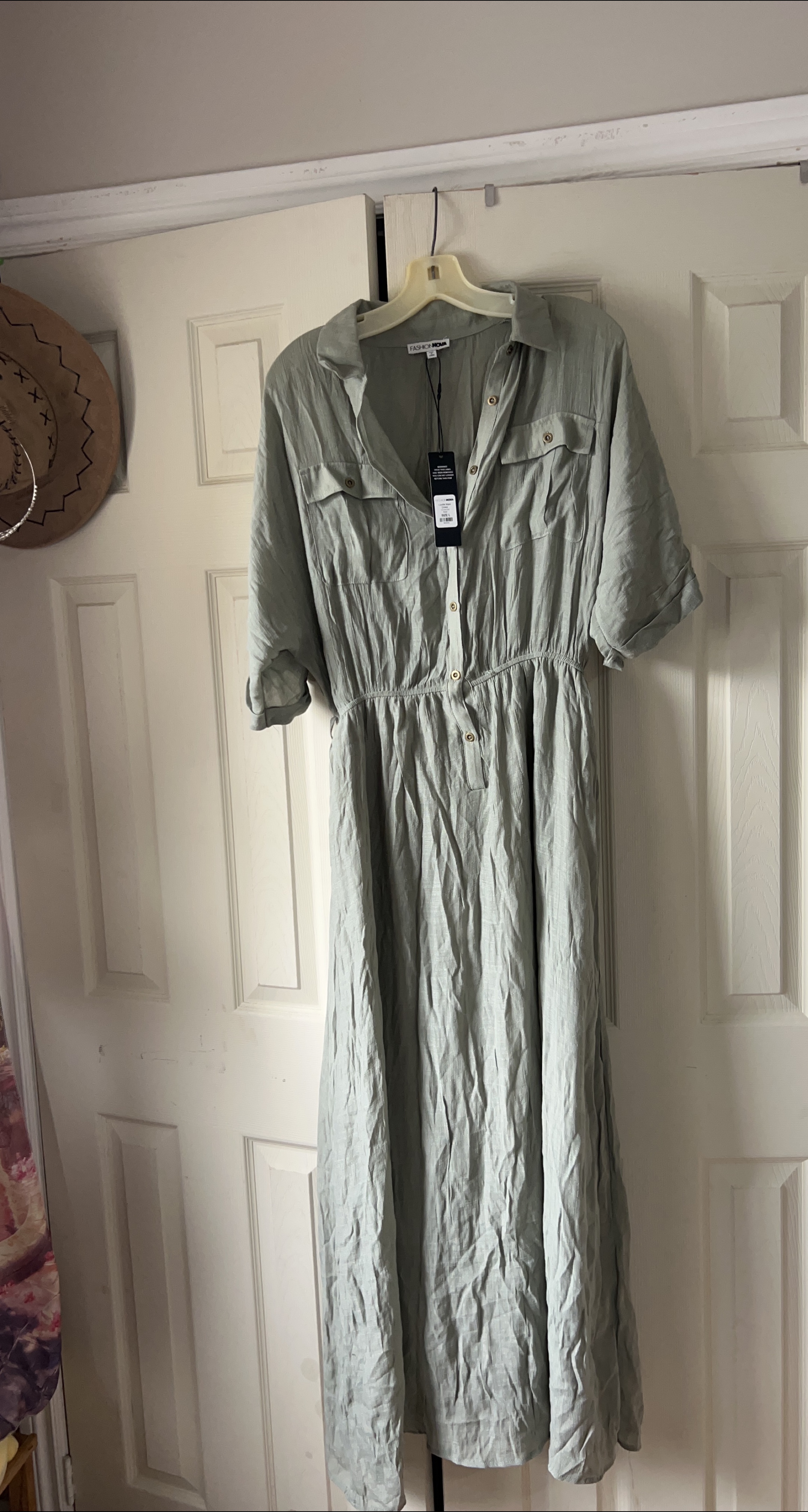 Fashion Nova Sage Green Maxi Dress thumbnail