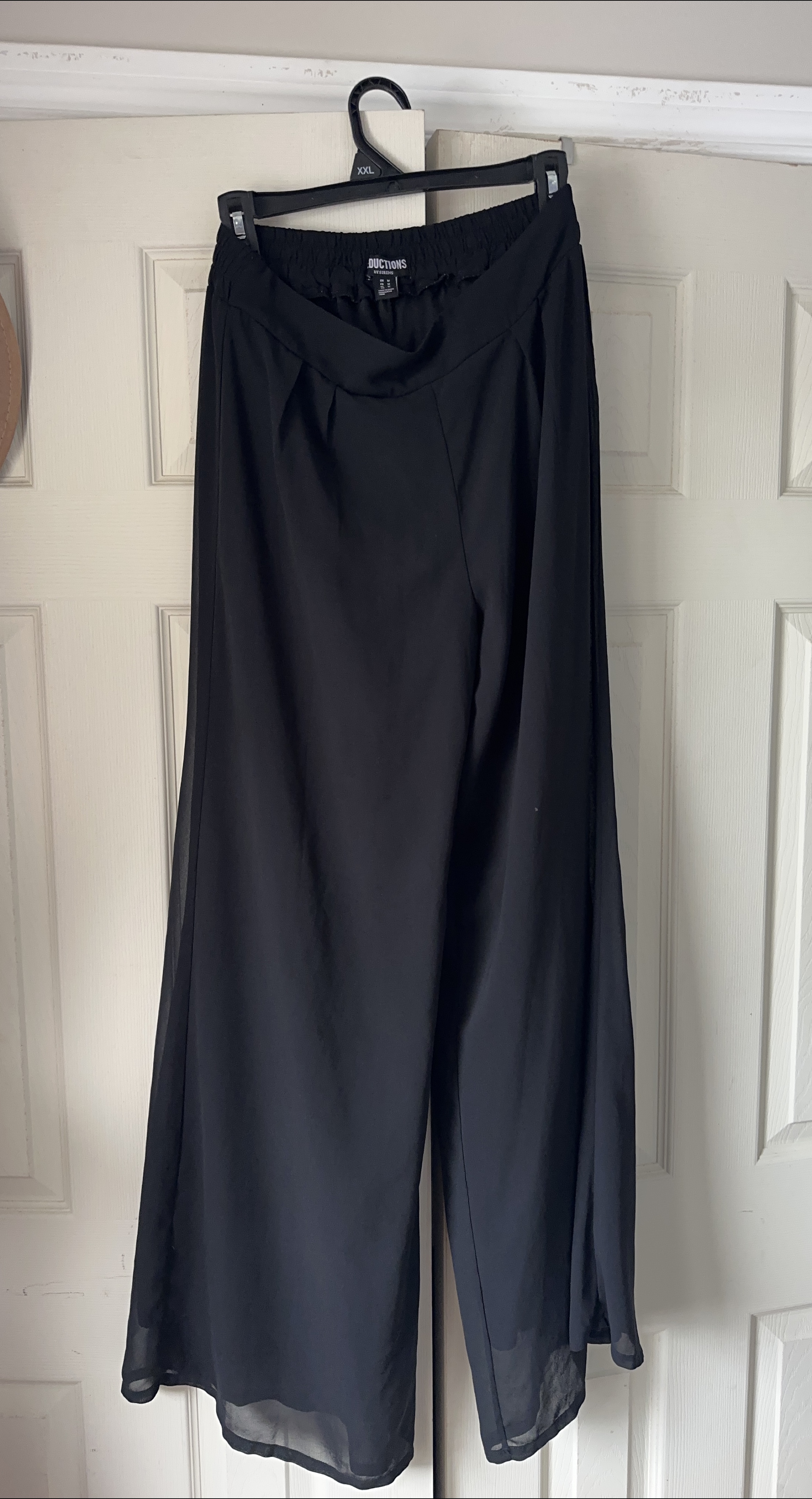 Black Wide Leg Chiffon Pants - New