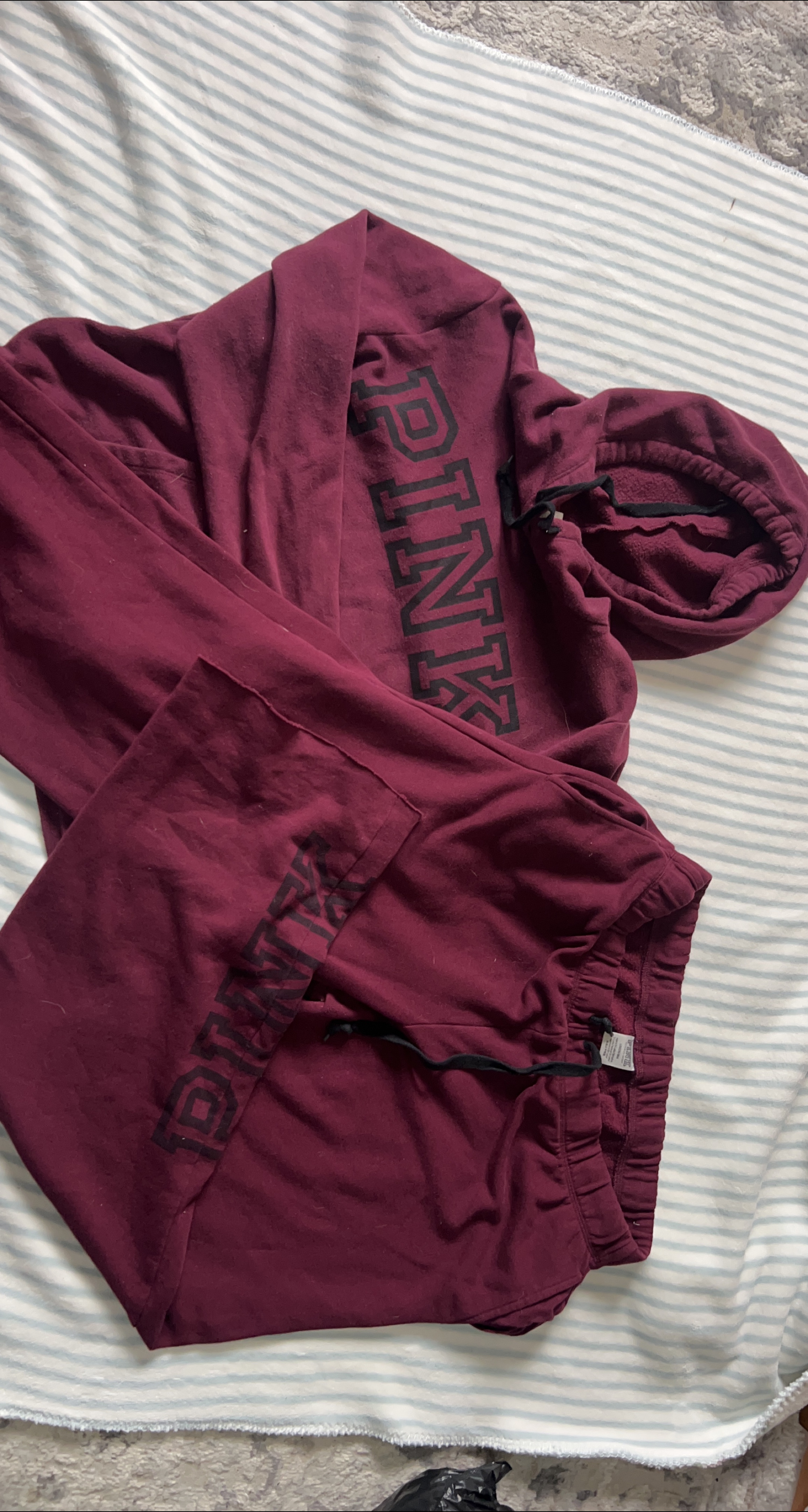 PINK Burgundy Hoodie & Sweatpants Set thumbnail