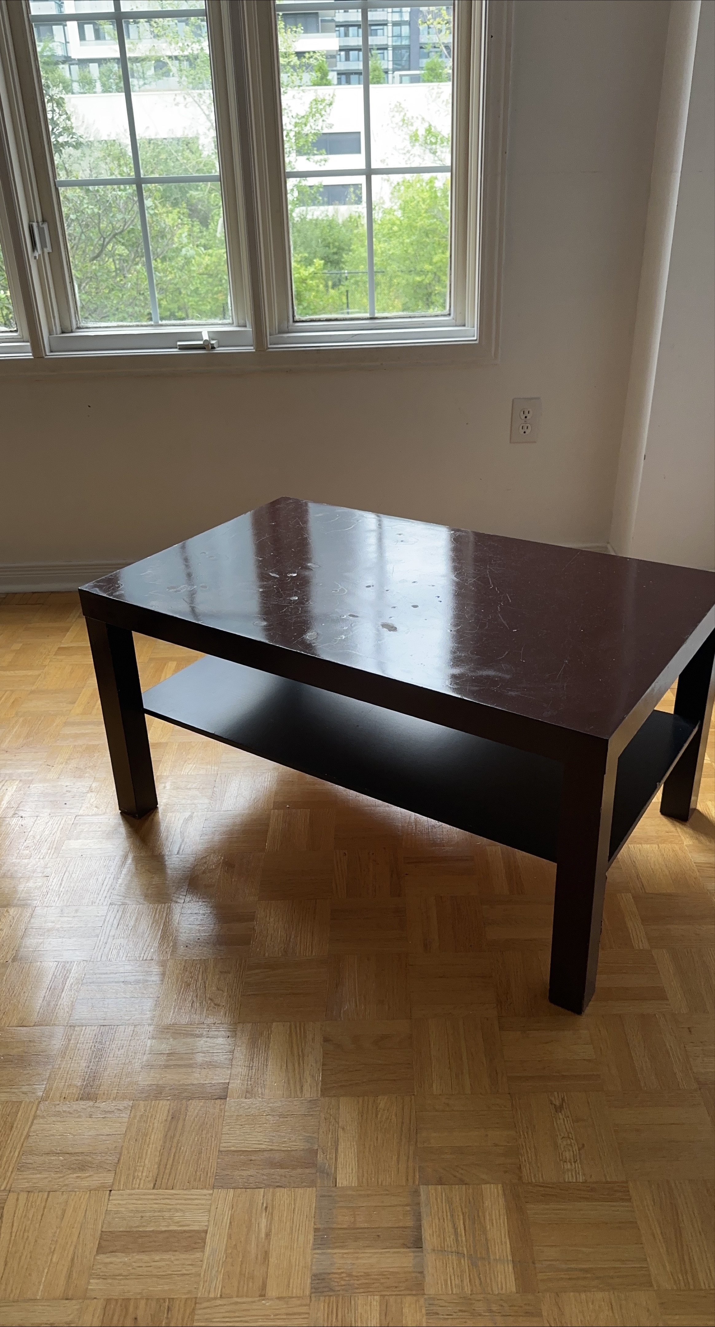 Dark Brown Coffee Table with Shelf thumbnail