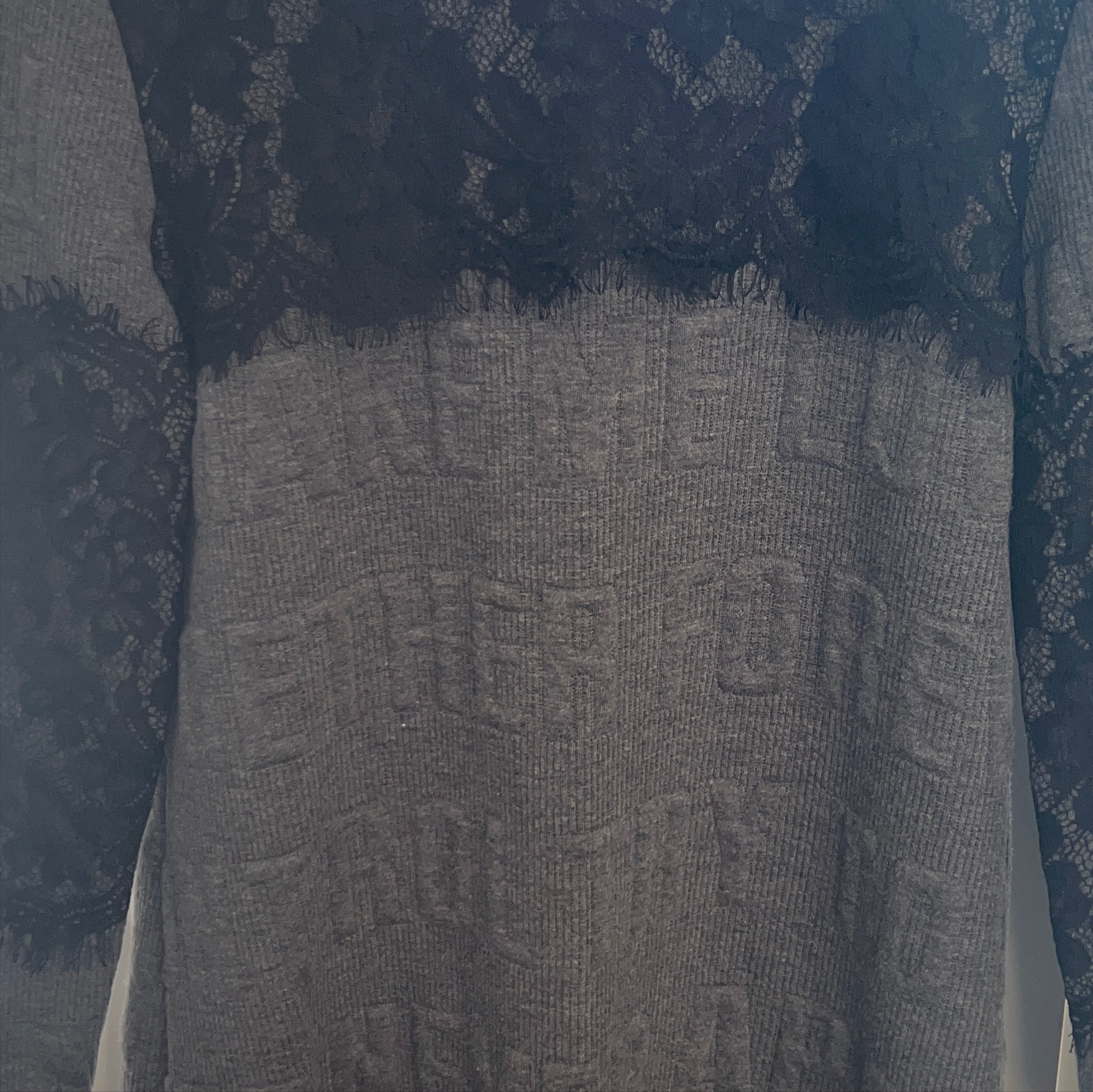 Grey Lace Trim Sweater