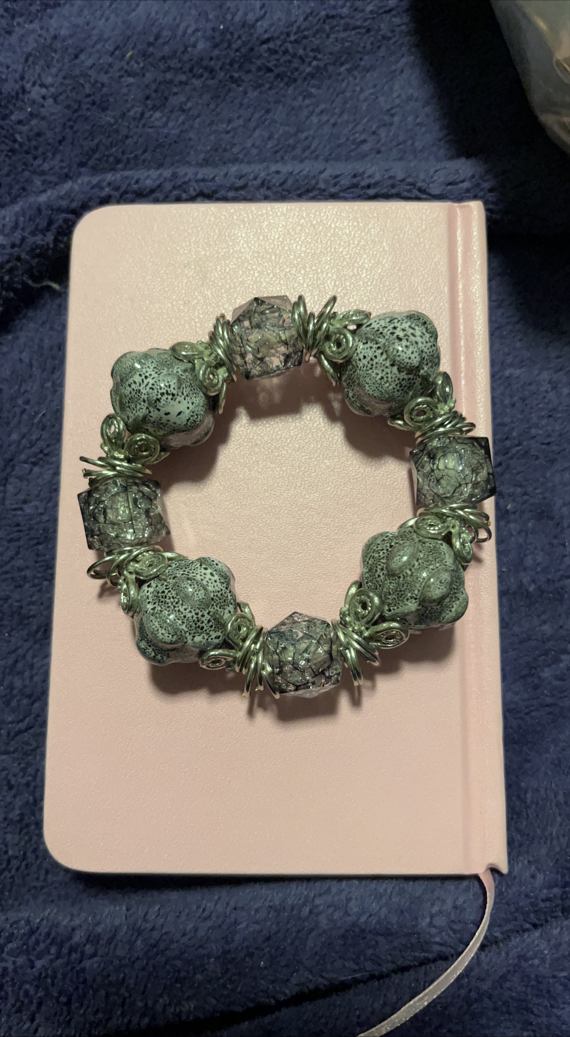 Beaded Stretch Bracelet - Grey & Silver image indicator(2)