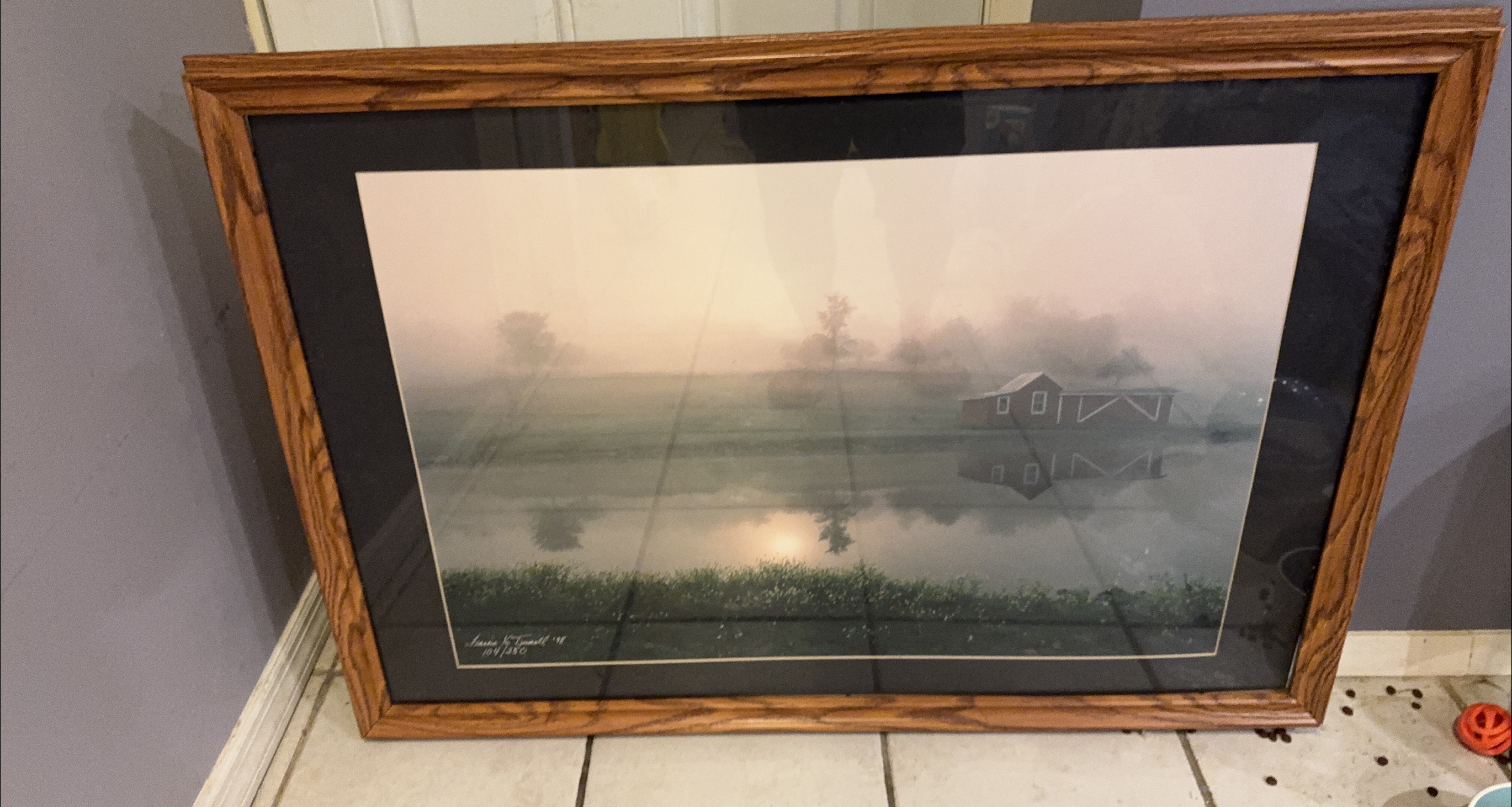 Framed Art Print - Barn in Fog