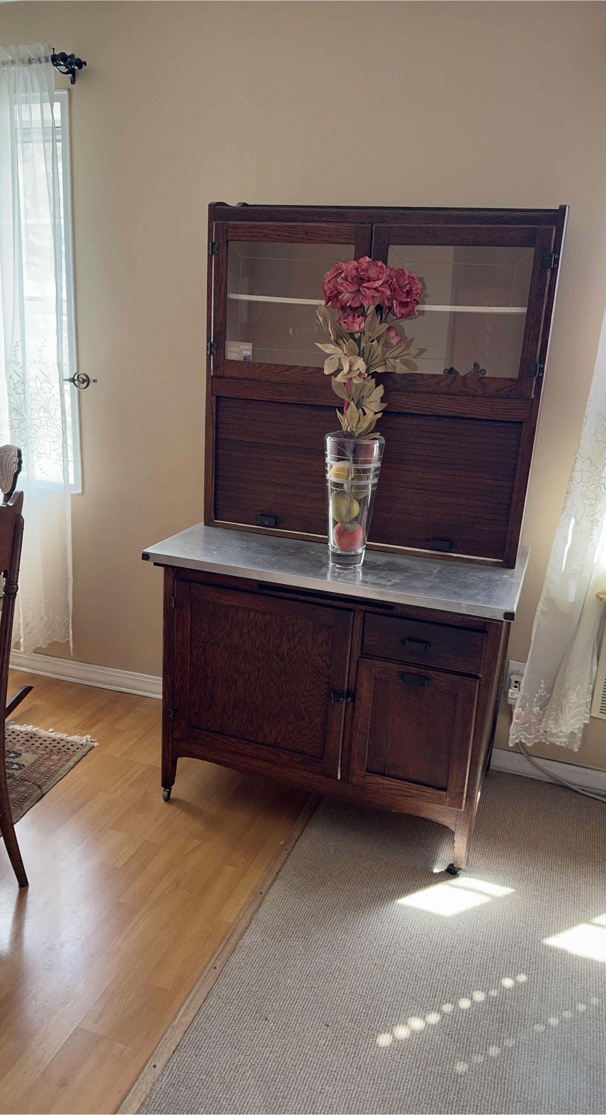 Antique Dark Wood Hutch Cabinet thumbnail