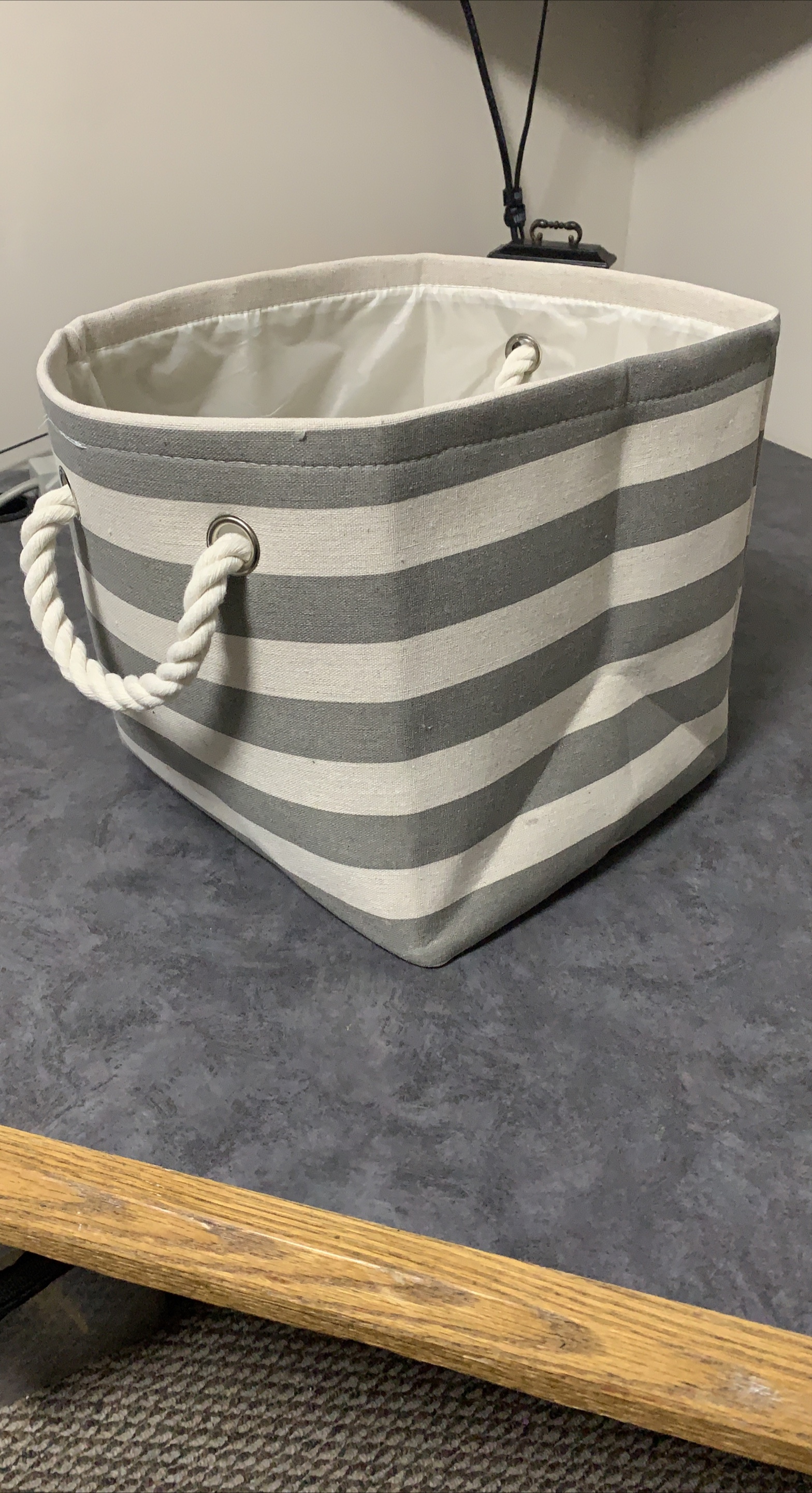 Striped Storage Basket with Rope Handles thumbnail