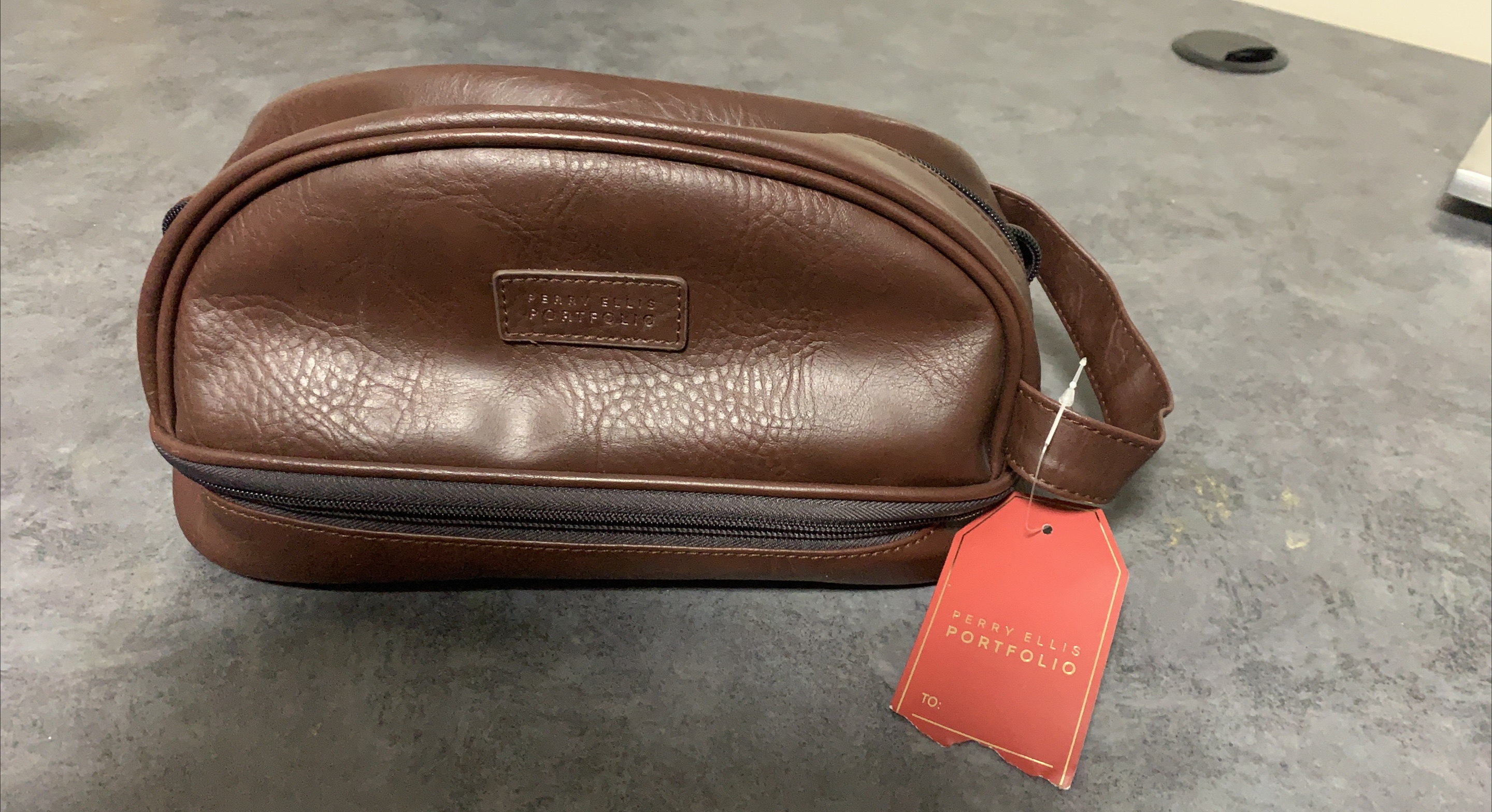 Perry Ellis Portfolio Toiletry Bag - Brown thumbnail
