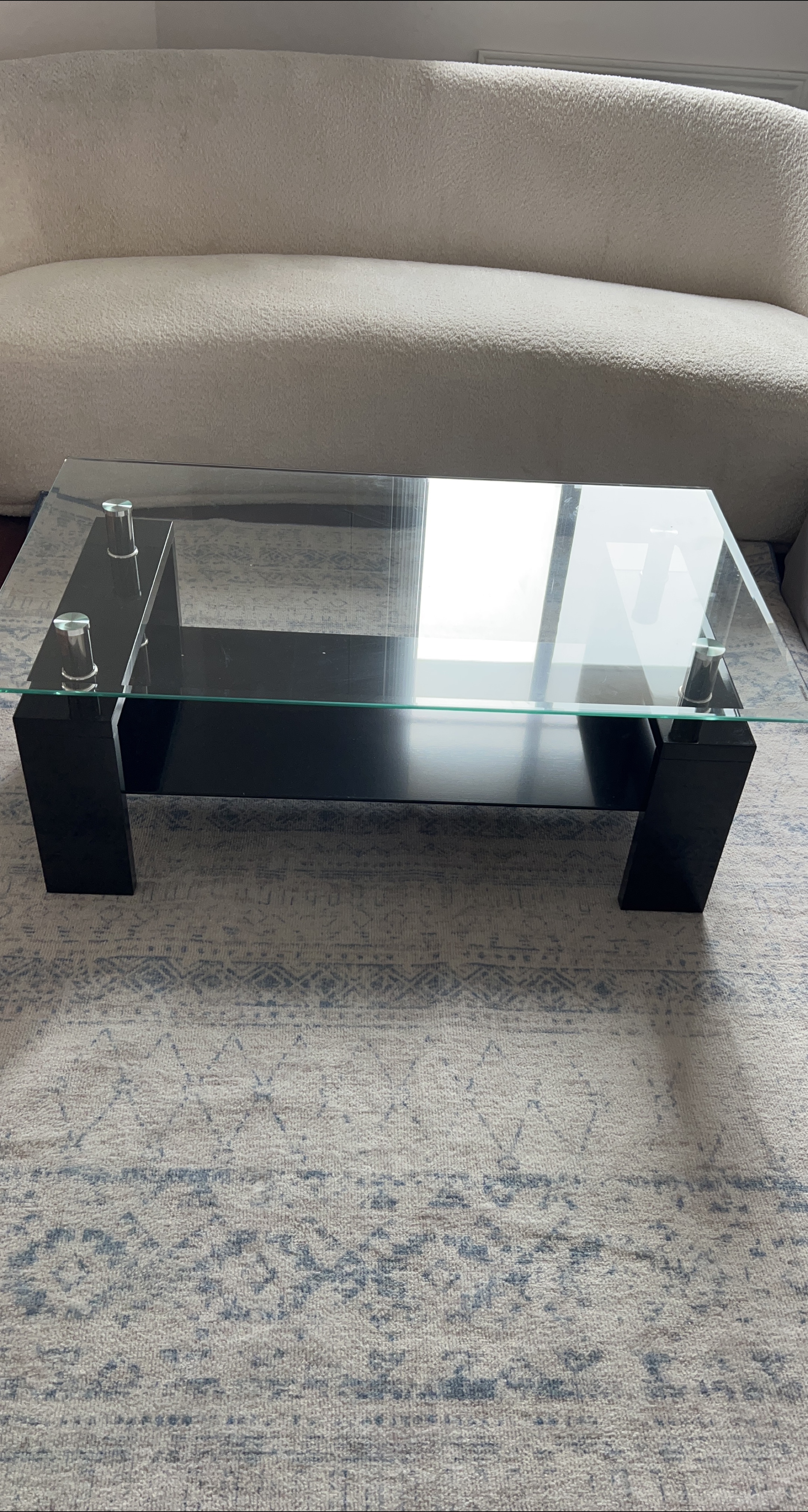Glass and Black Coffee Table thumbnail