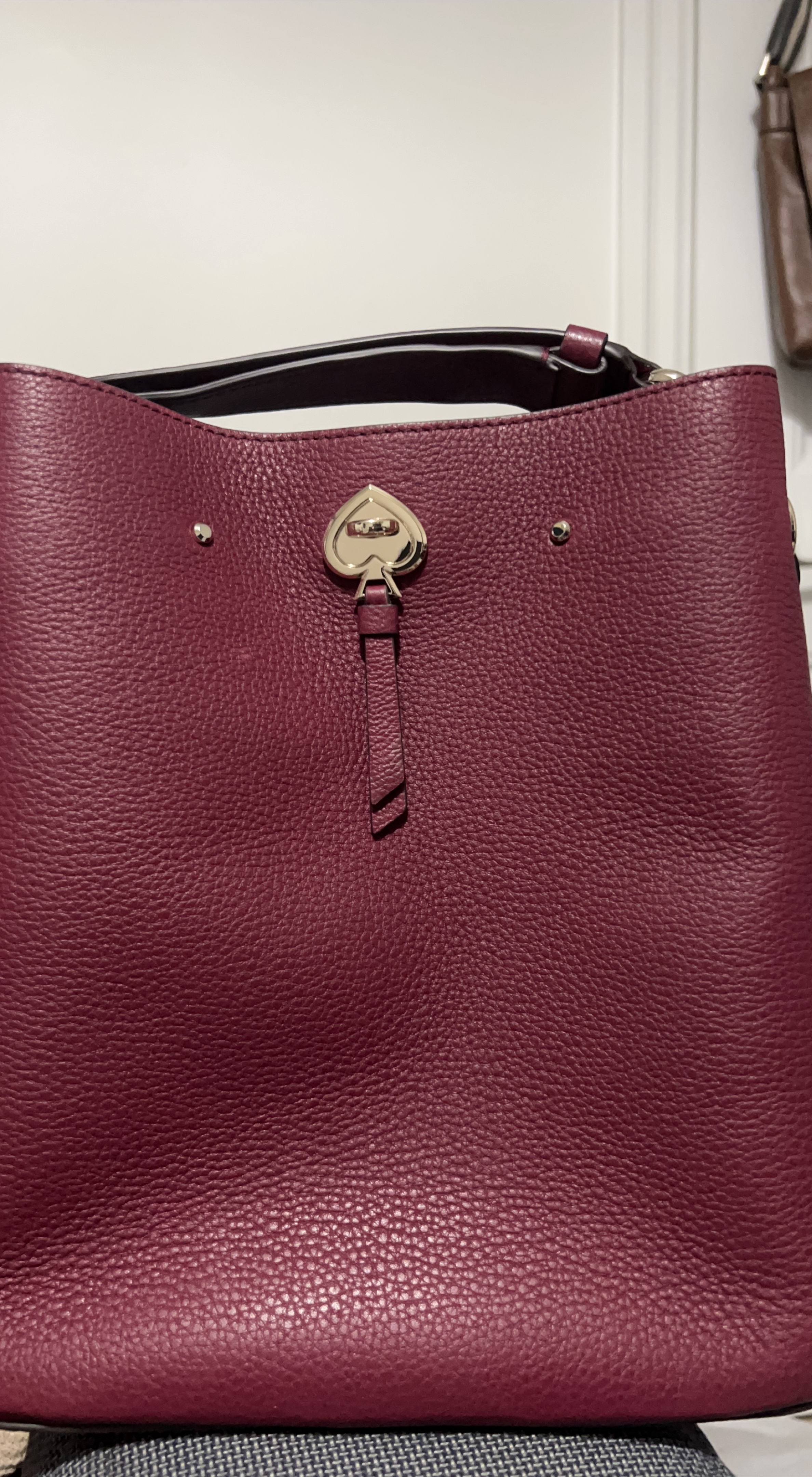 Kate Spade Burgundy Leather Bucket Bag thumbnail