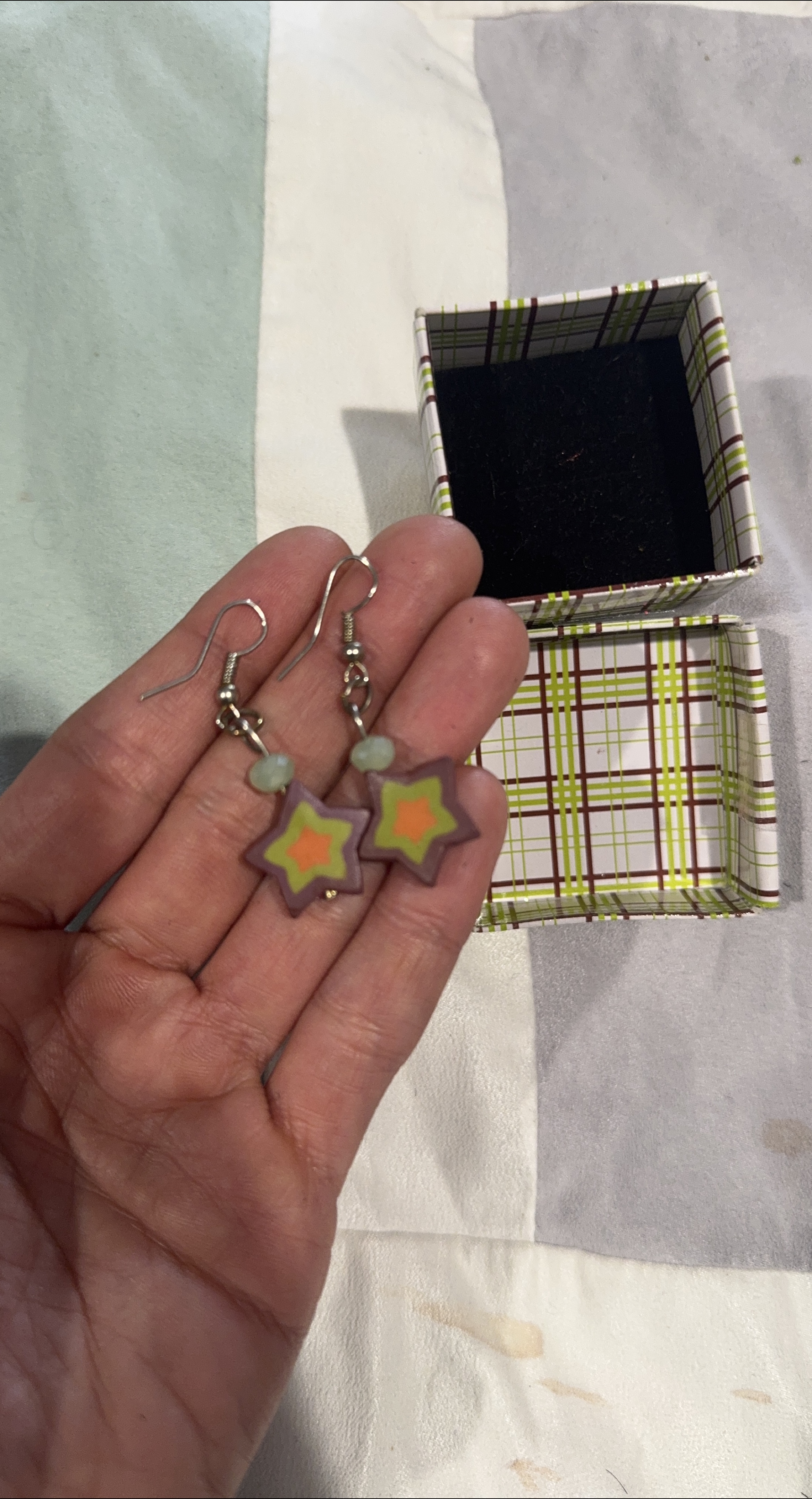 Star Drop Earrings with Beads