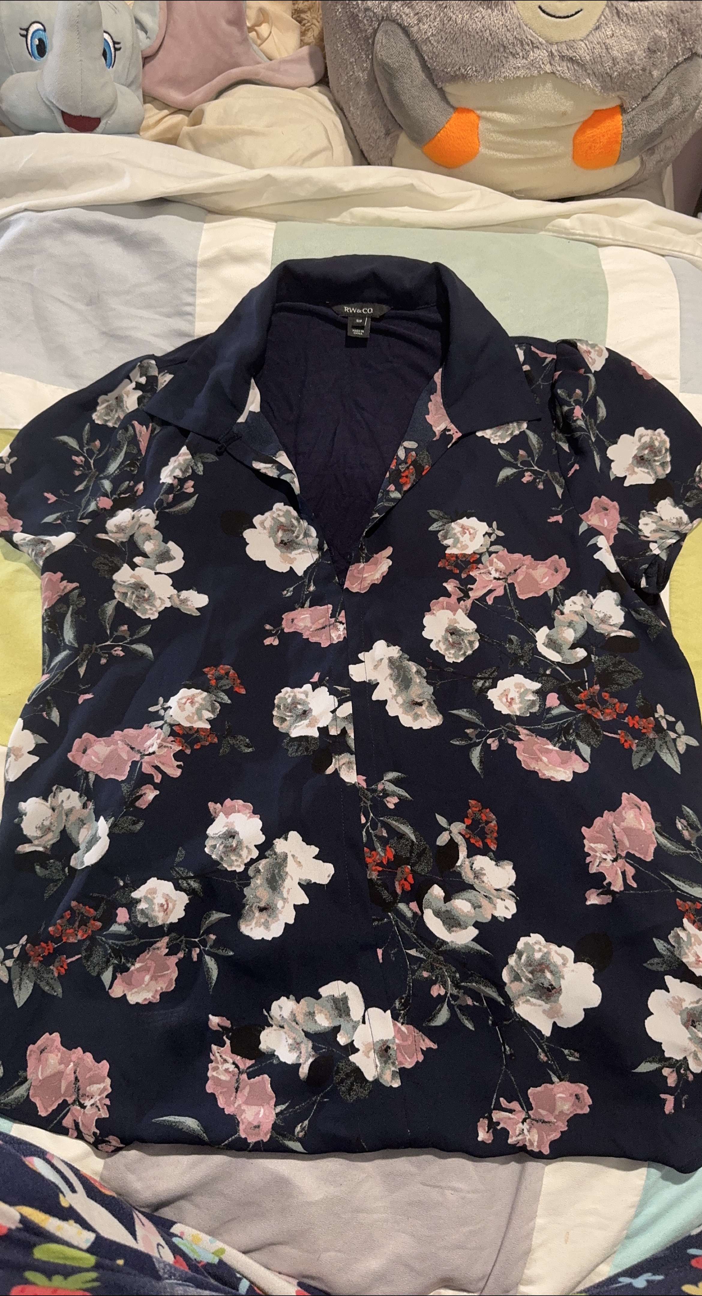 RW&CO. Navy Floral Blouse - S/P