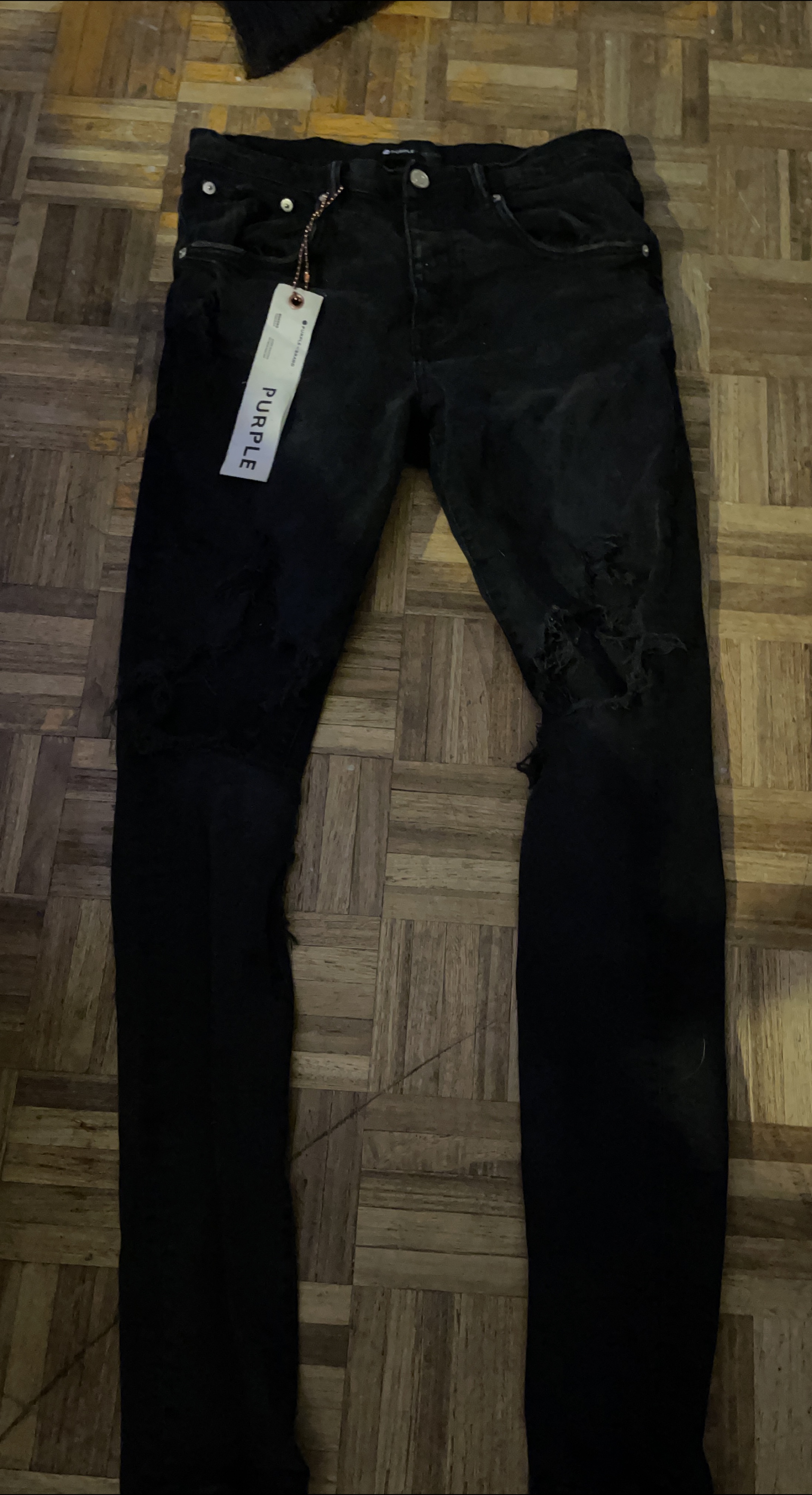 Purple Brand Black Distressed Denim Jeans
