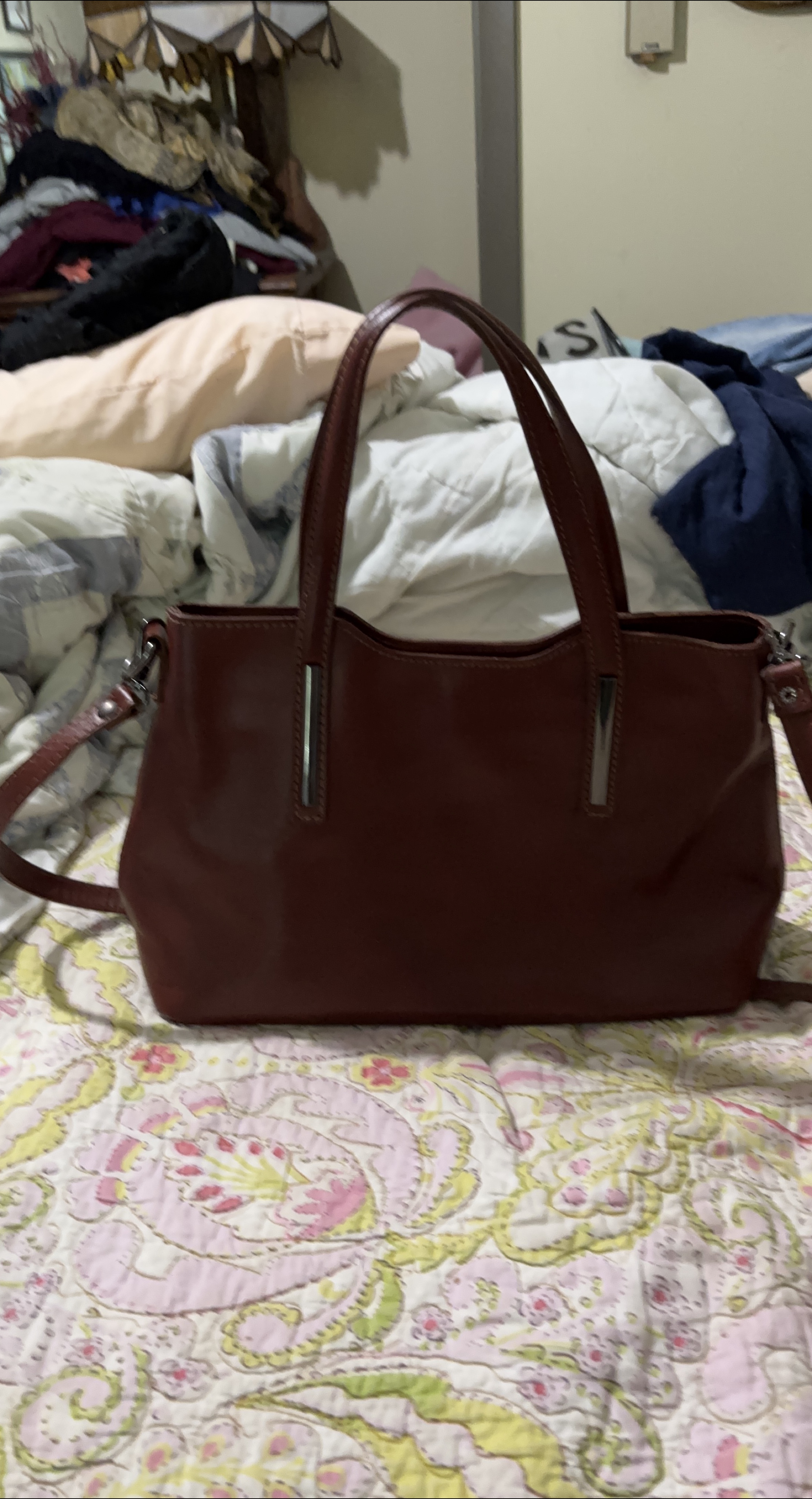 Leather Handbag - Brown