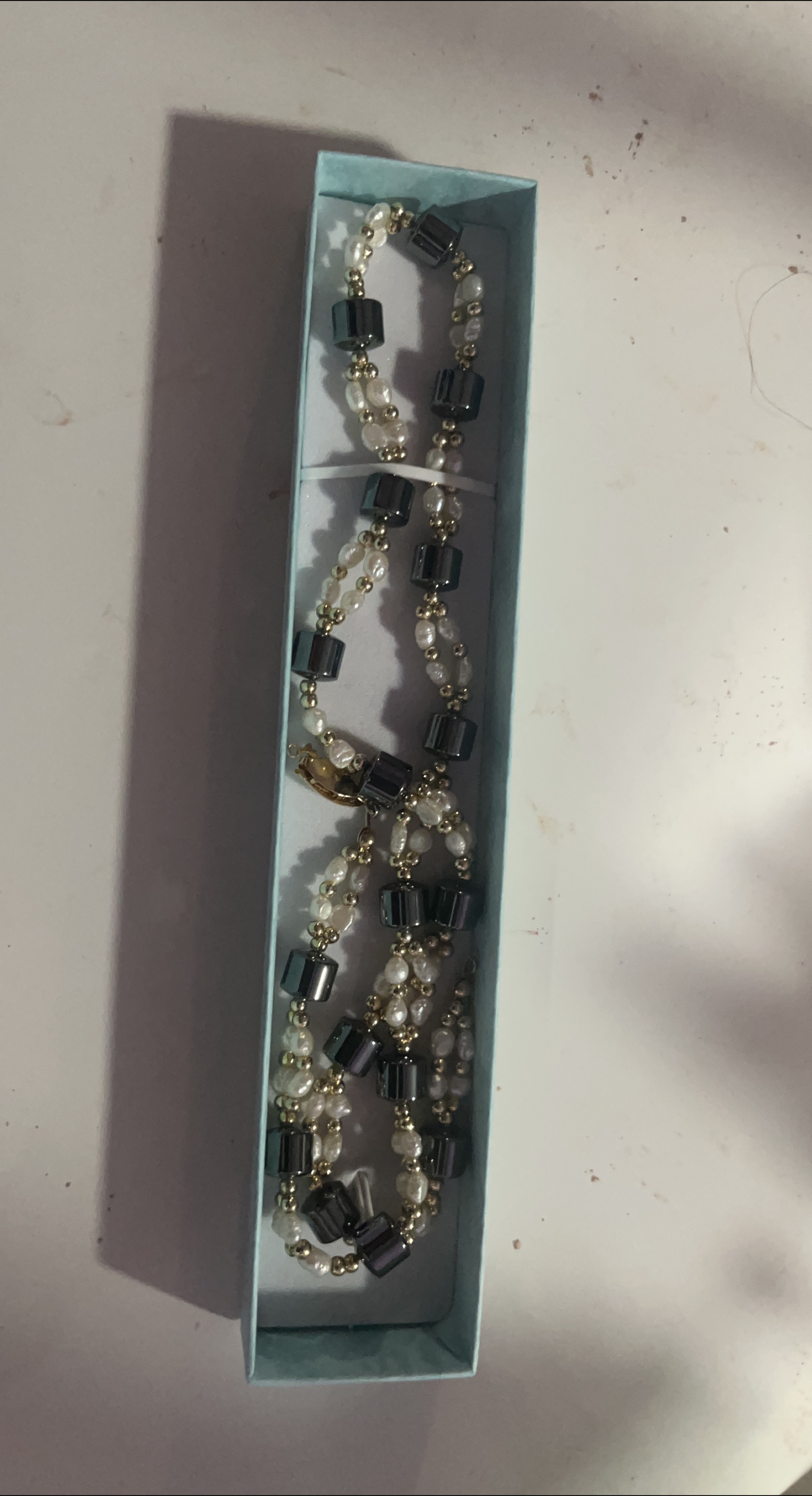 Pearl and Black Bead Necklace thumbnail