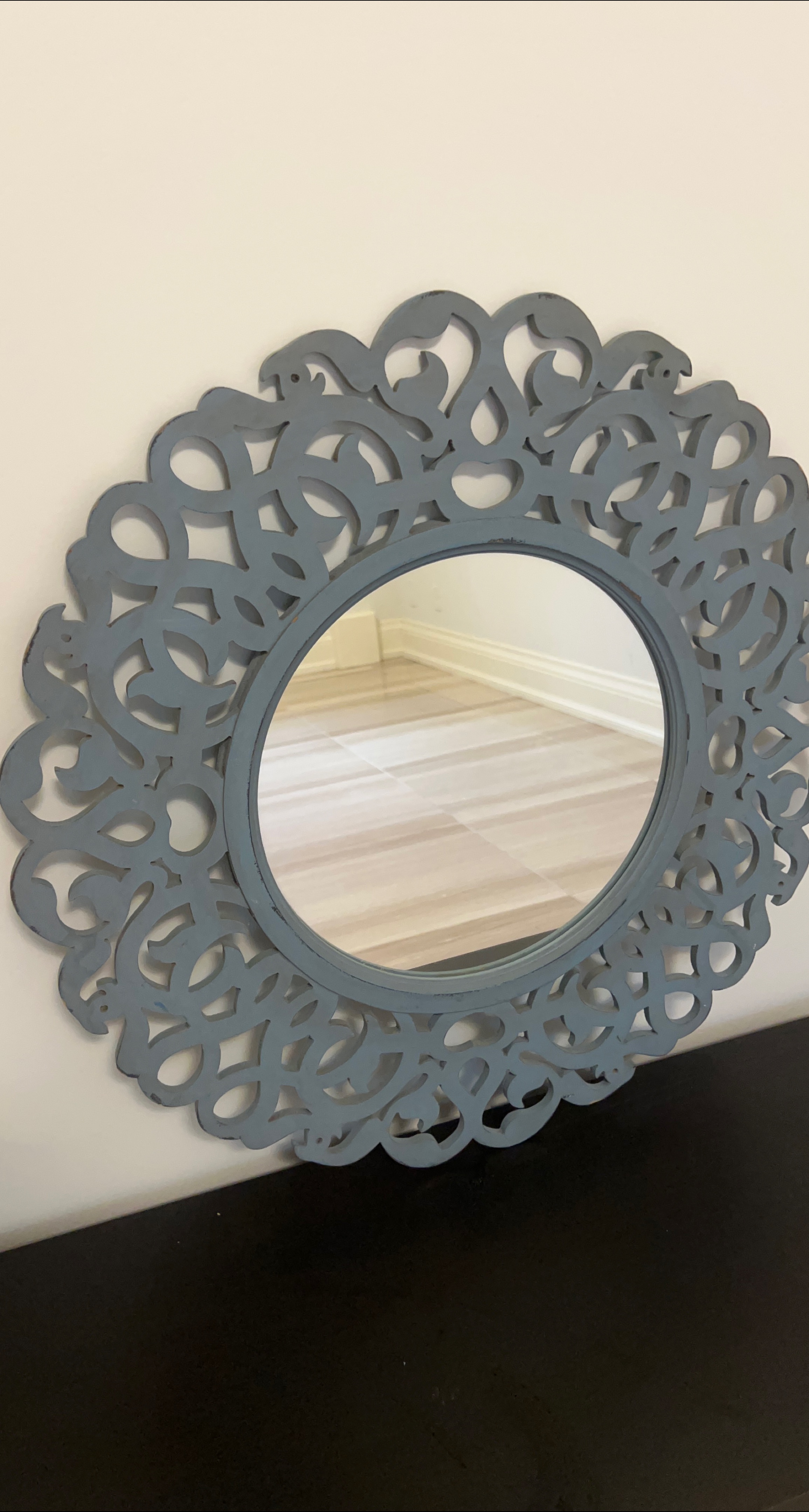 Round Decorative Wall Mirror - Grey thumbnail