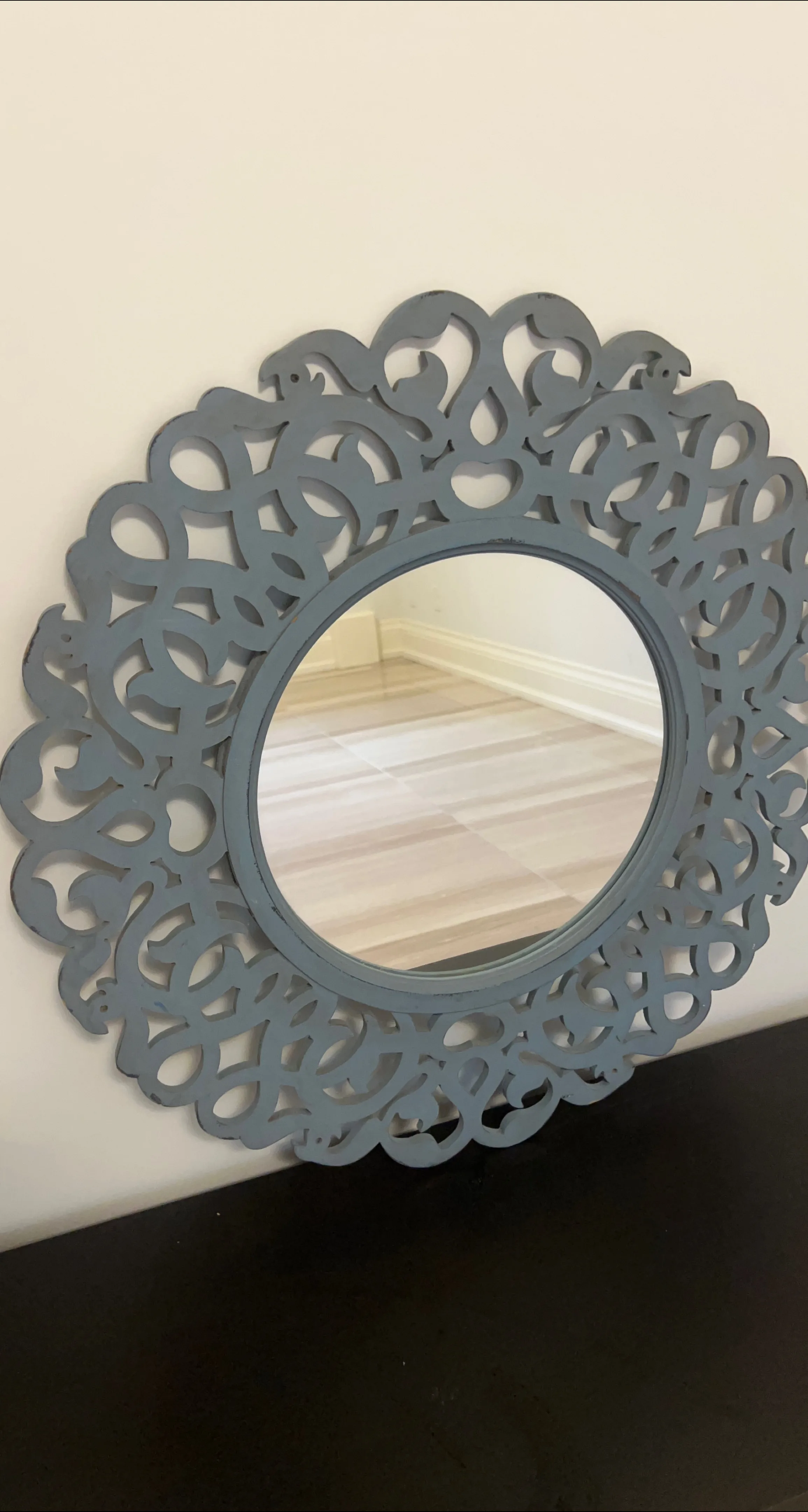 Round Decorative Wall Mirror - Grey
