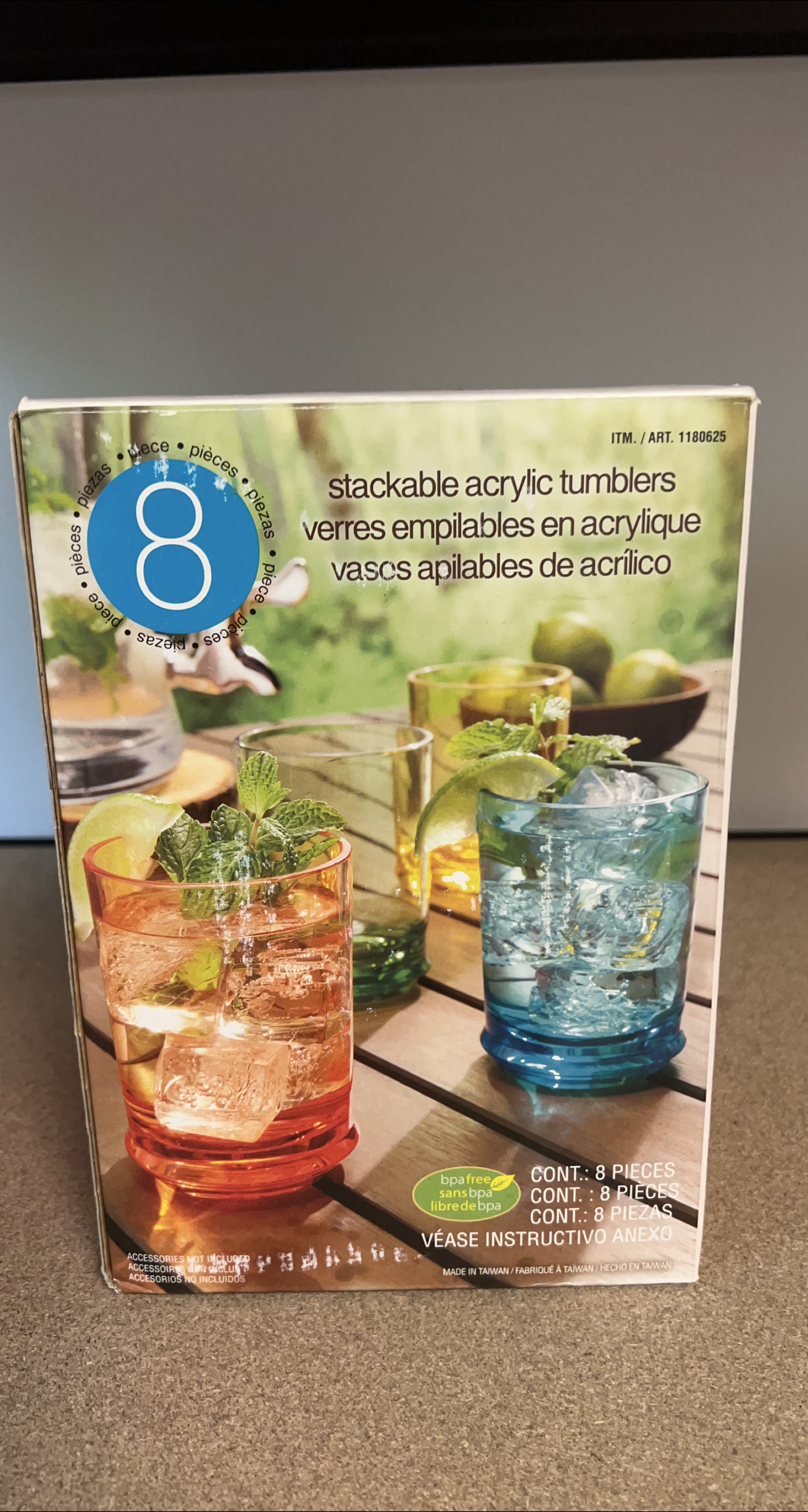 Stackable Acrylic Tumblers, Set of 8, New thumbnail