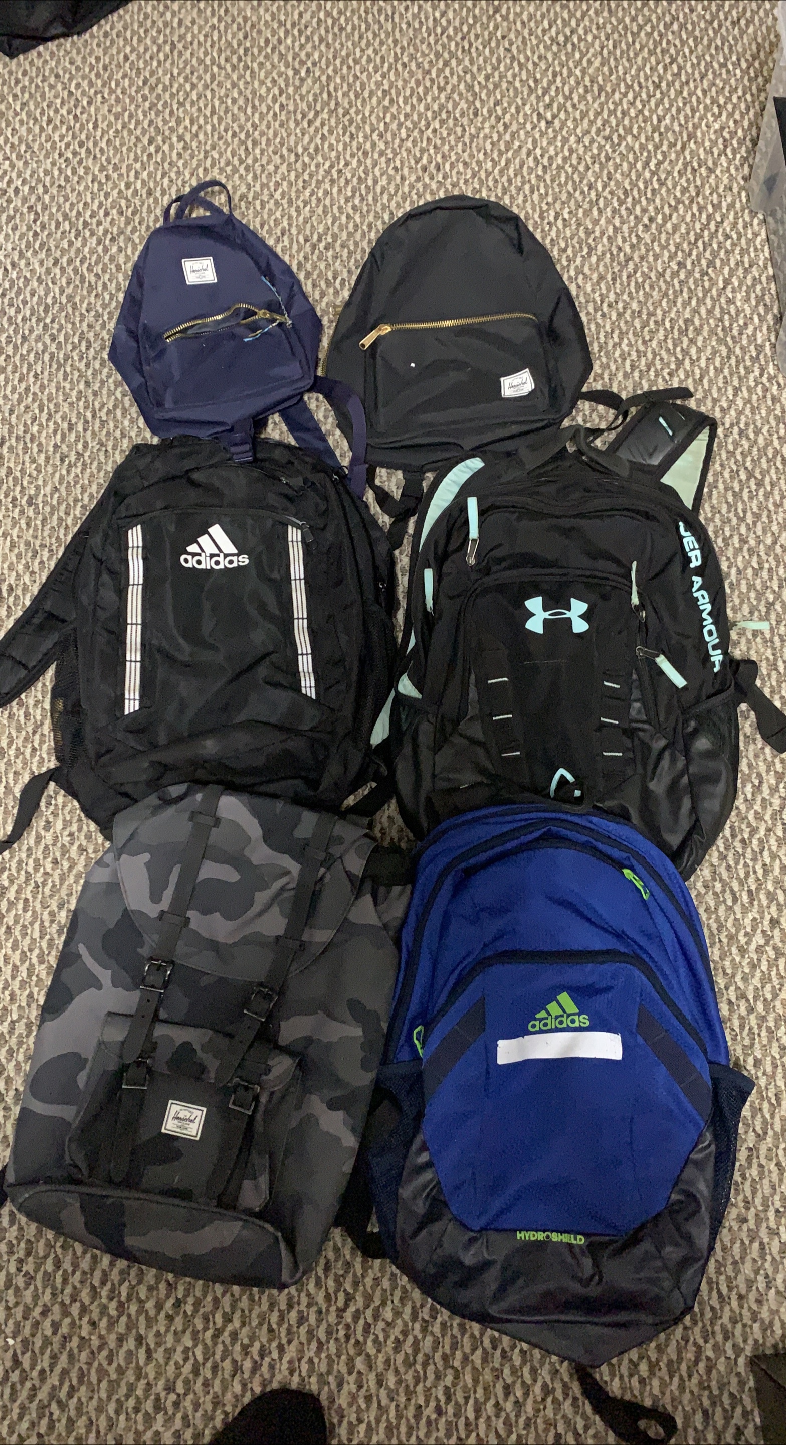 Mixed Backpack Lot - Herschel, Adidas, Under Armour thumbnail