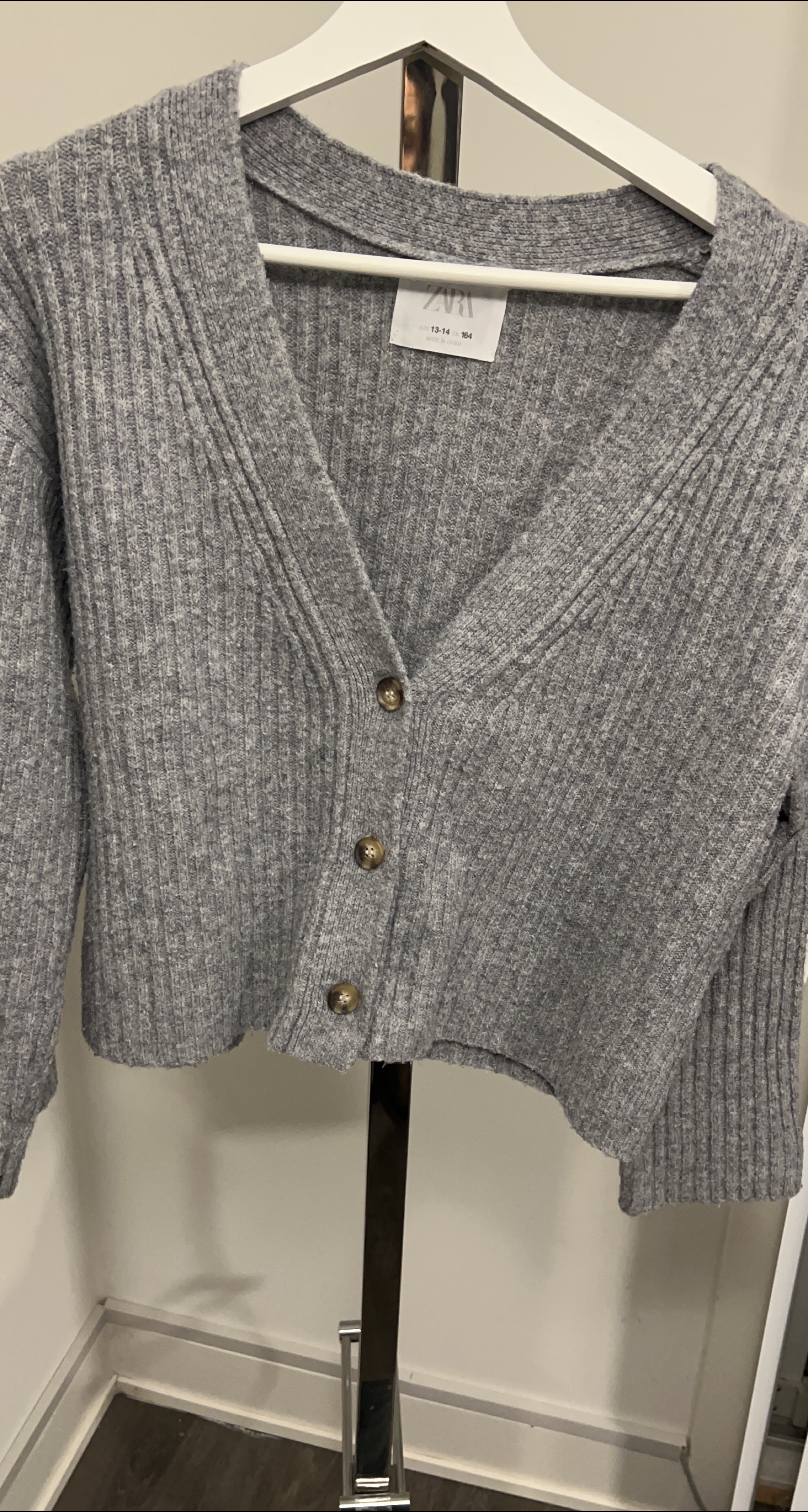 Zara Grey Knit Cardigan (Size 13-14) thumbnail
