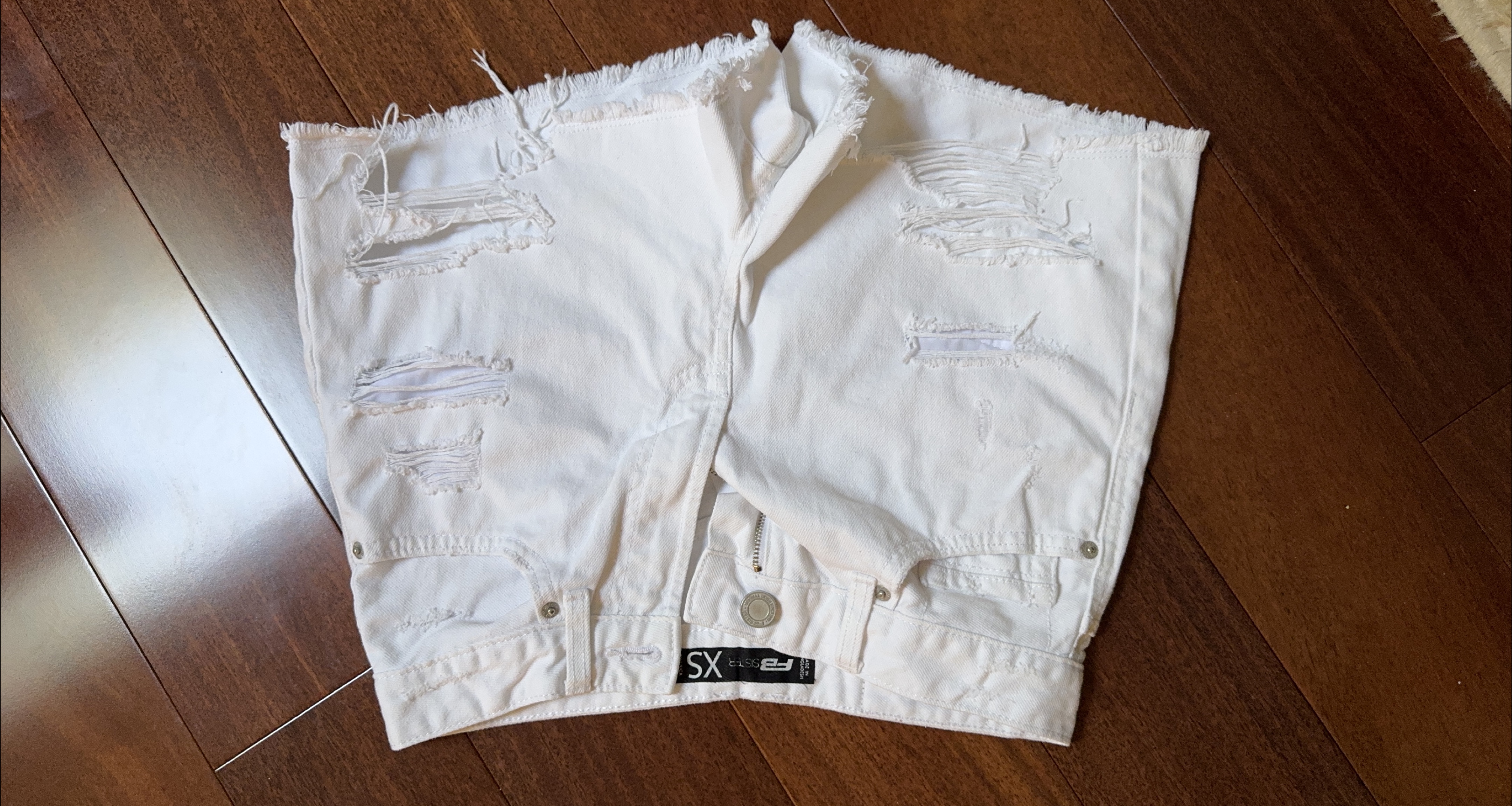 FBX White Distressed Denim Shorts - XS thumbnail